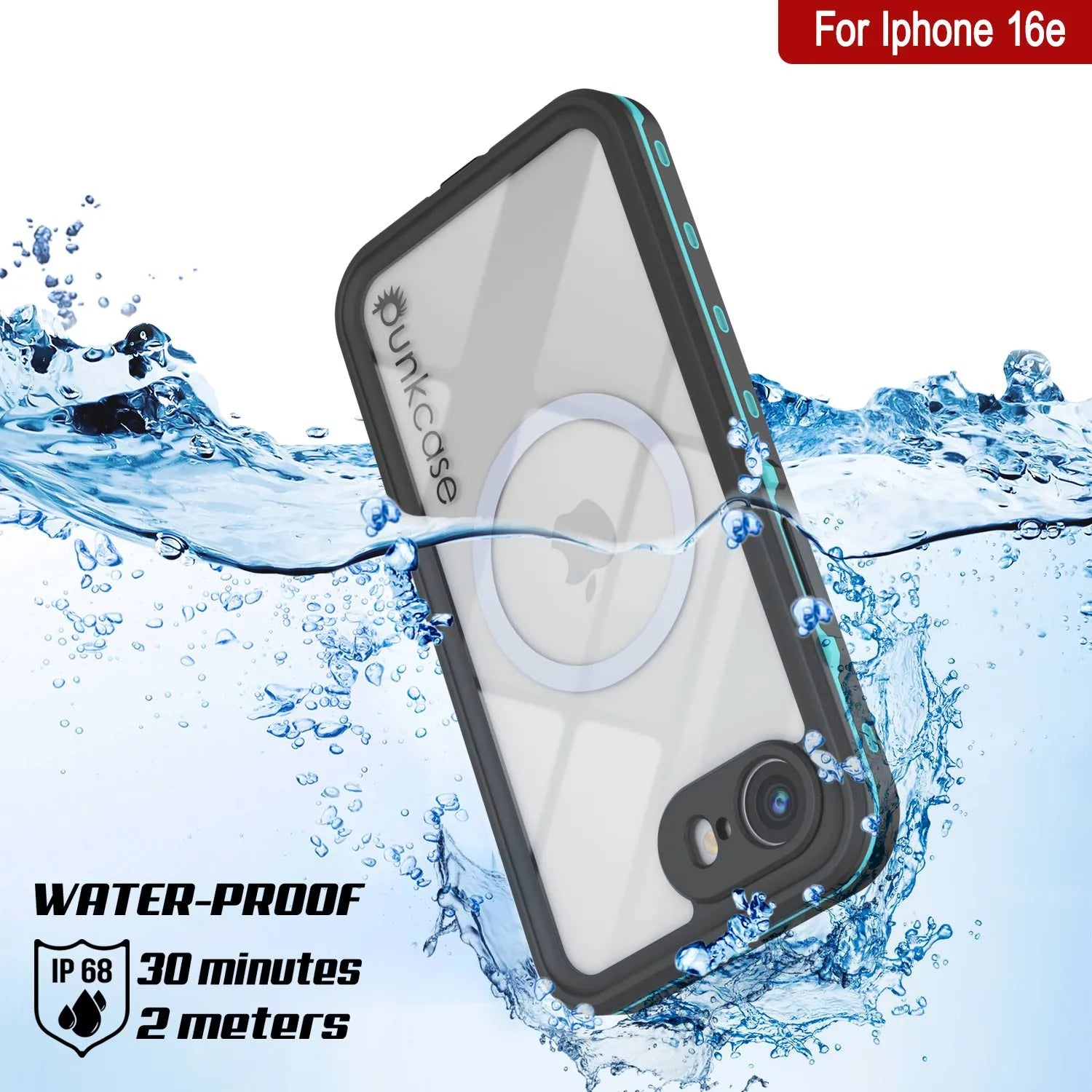 iPhone 16e Waterproof IP68 Case, Punkcase [Teal] [StudStar Series] [Slim Fit]