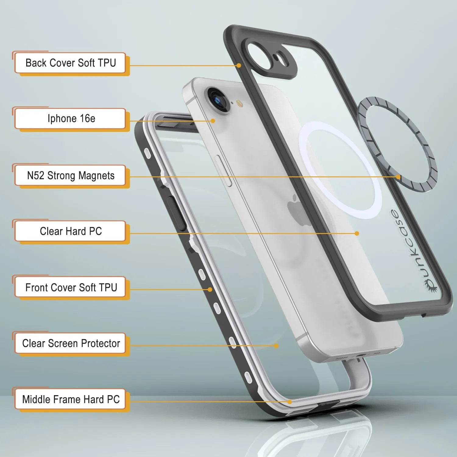 iPhone 16e Waterproof IP68 Case, Punkcase [White] [StudStar Series] [Slim Fit] [Dirtproof]
