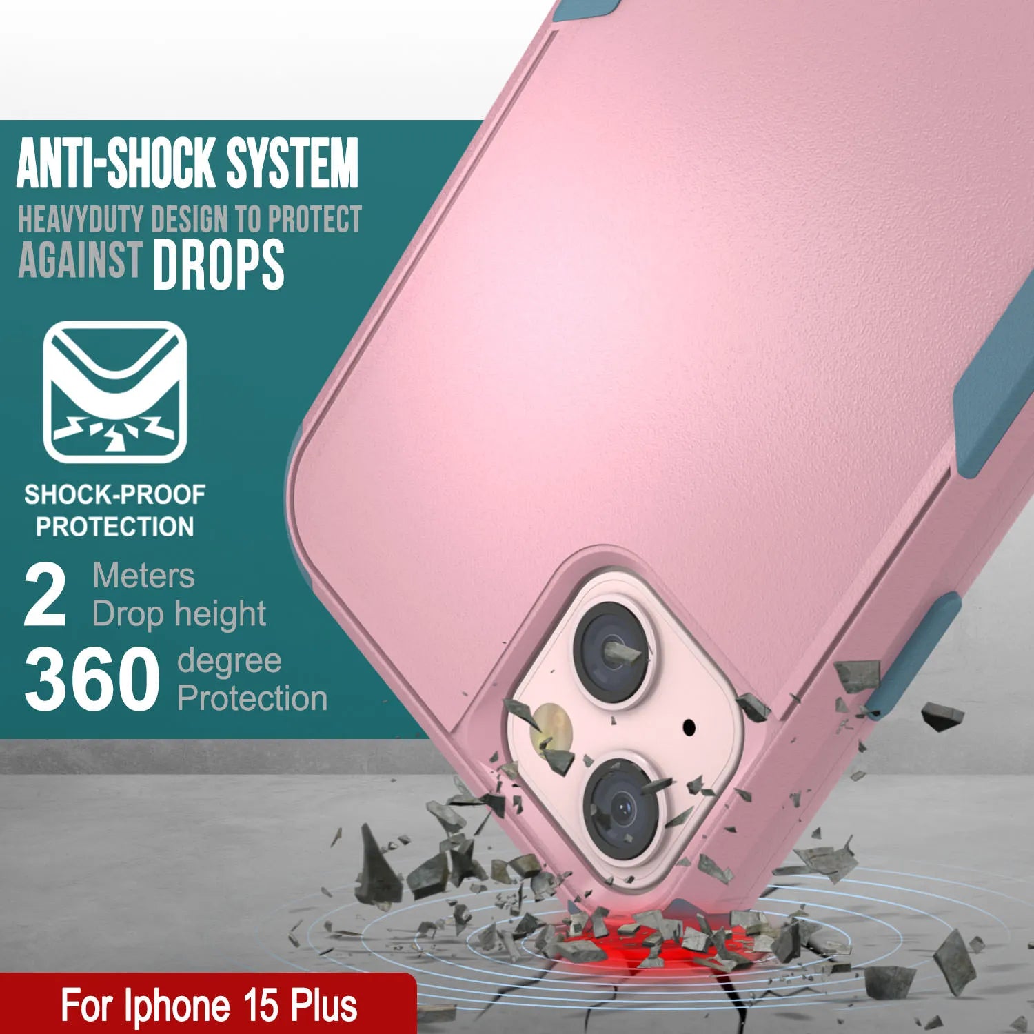 Punkcase for iPhone 15 Plus Belt Clip Multilayer Holster Case [Patron Series] [Pink-Blue]
