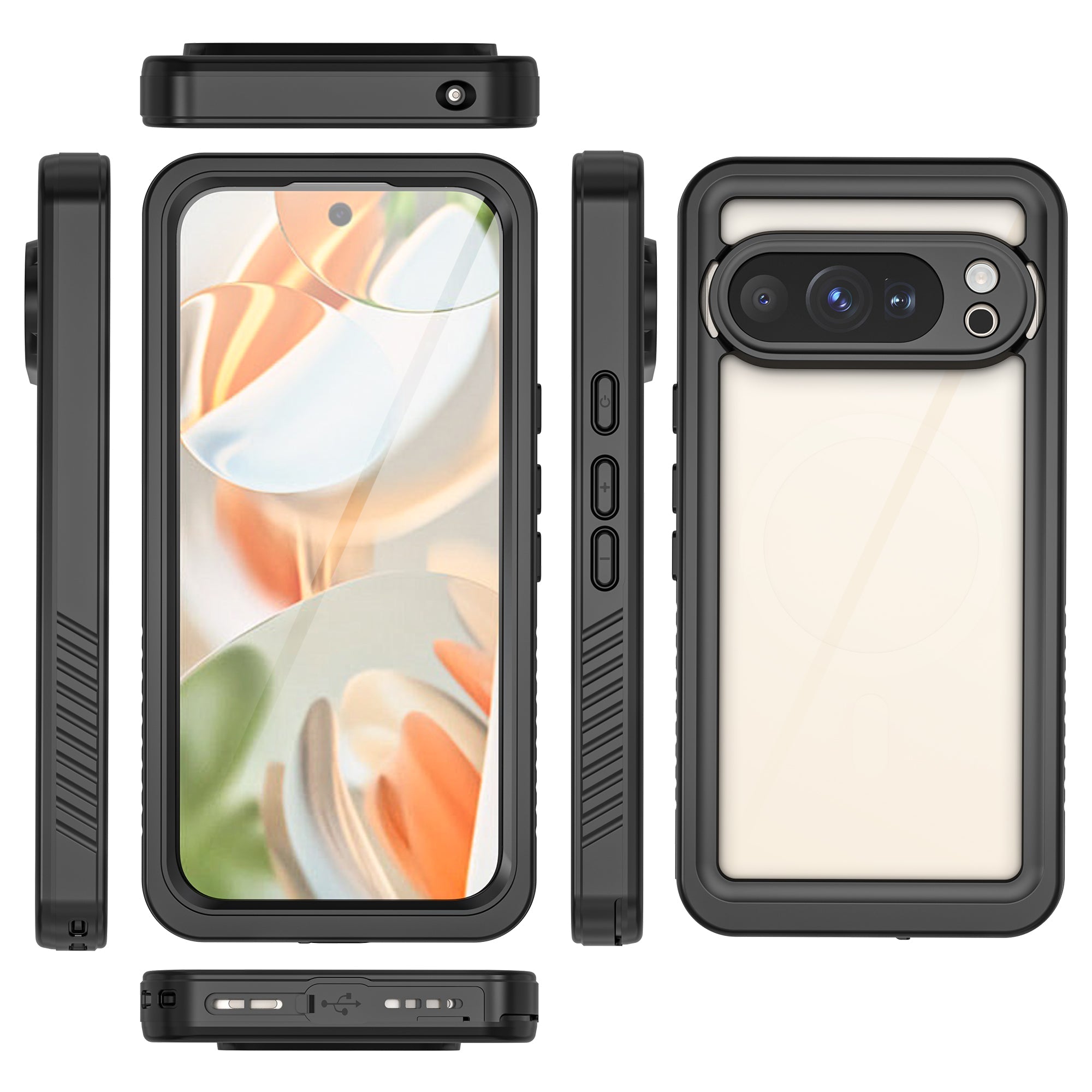 Google Pixel 10 Pro Waterproof Case, Punkcase [Extreme Series] Armor Cover W/ Built In Screen Protector [Black]