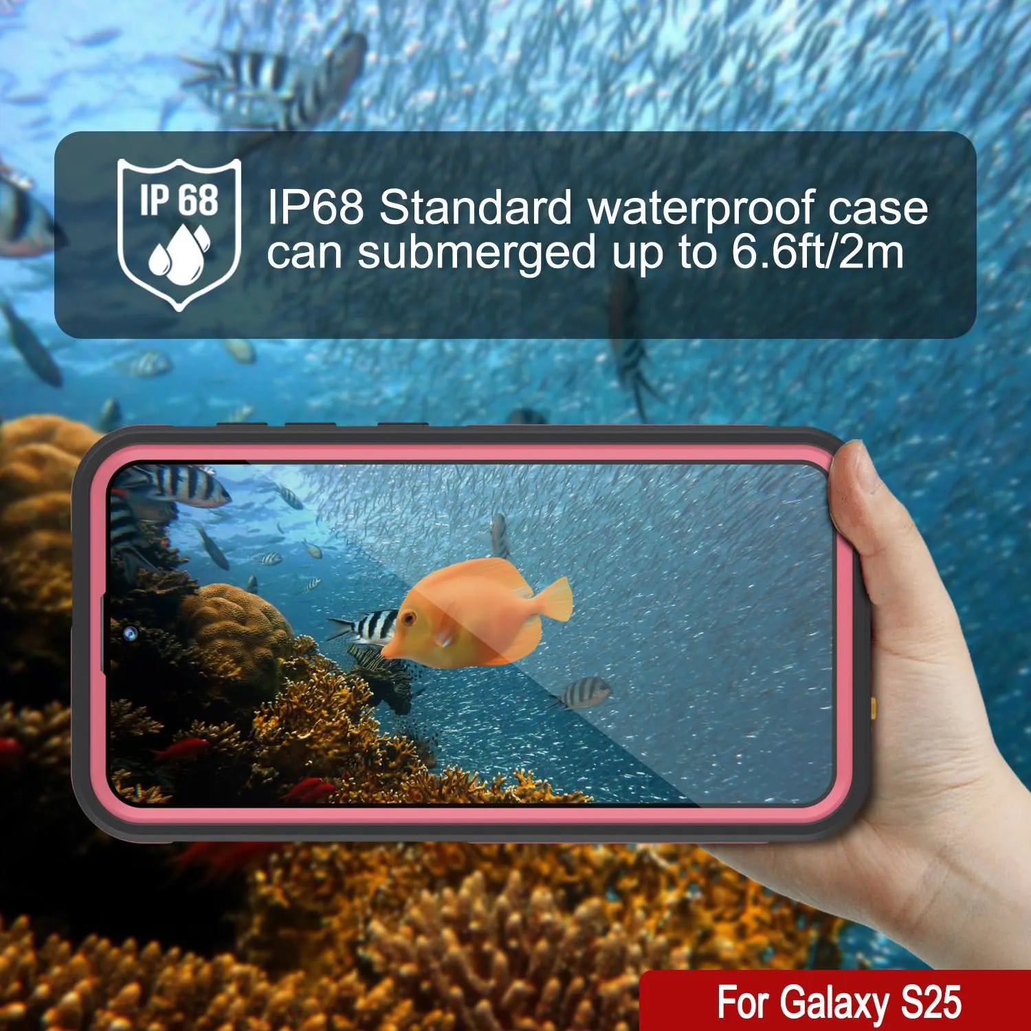 Galaxy S25 Waterproof Case [Kickstud 2.0 Series] Protective IP68 Cover W/Screen Protector & Kickstand [Pink]
