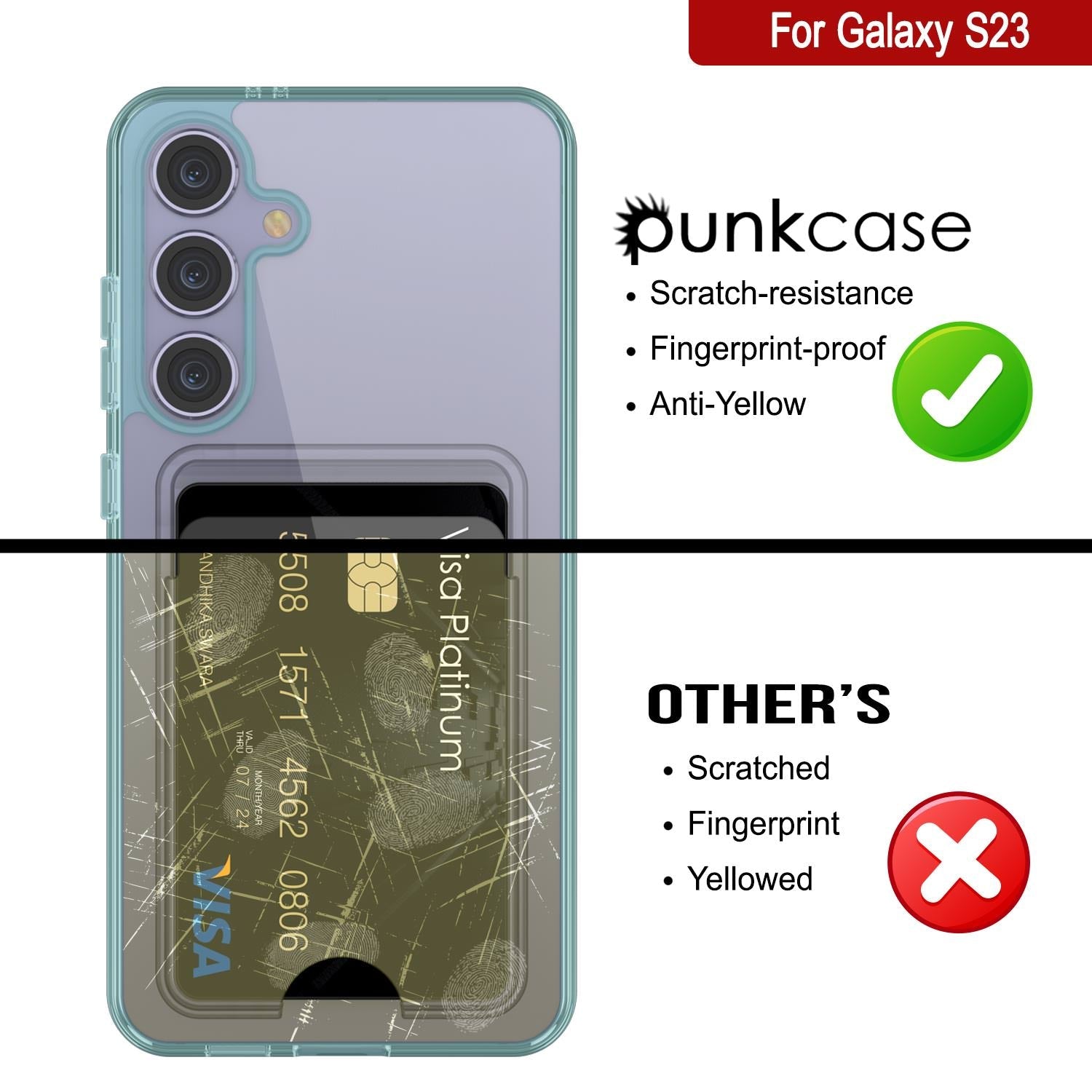 Galaxy S24 Card Holder Case [Crystal CardSlot Series] [Slim Fit] [Teal]