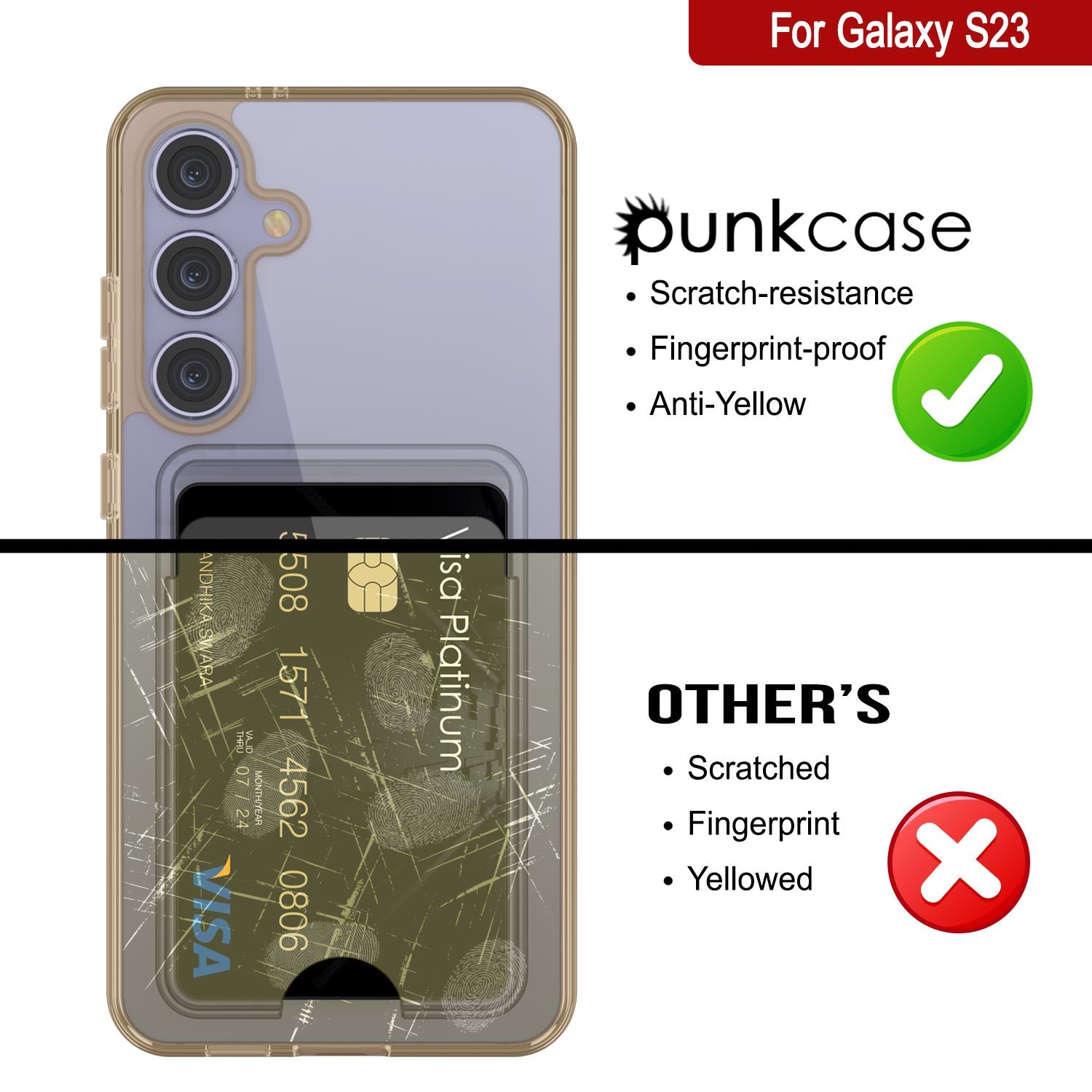 Galaxy S24 Card Holder Case [Crystal CardSlot Series] [Slim Fit] [Orange]