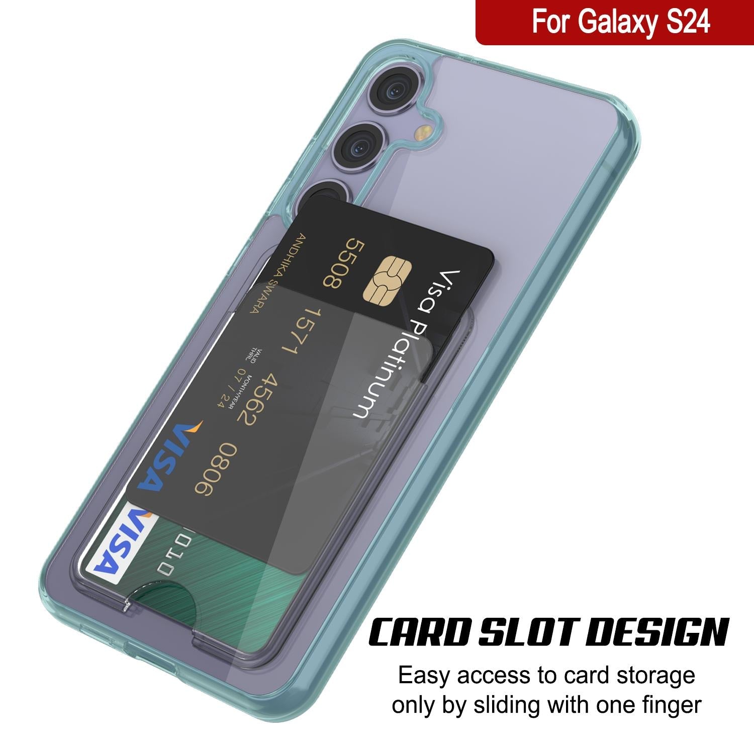 Galaxy S24 Card Holder Case [Crystal CardSlot Series] [Slim Fit] [Teal]