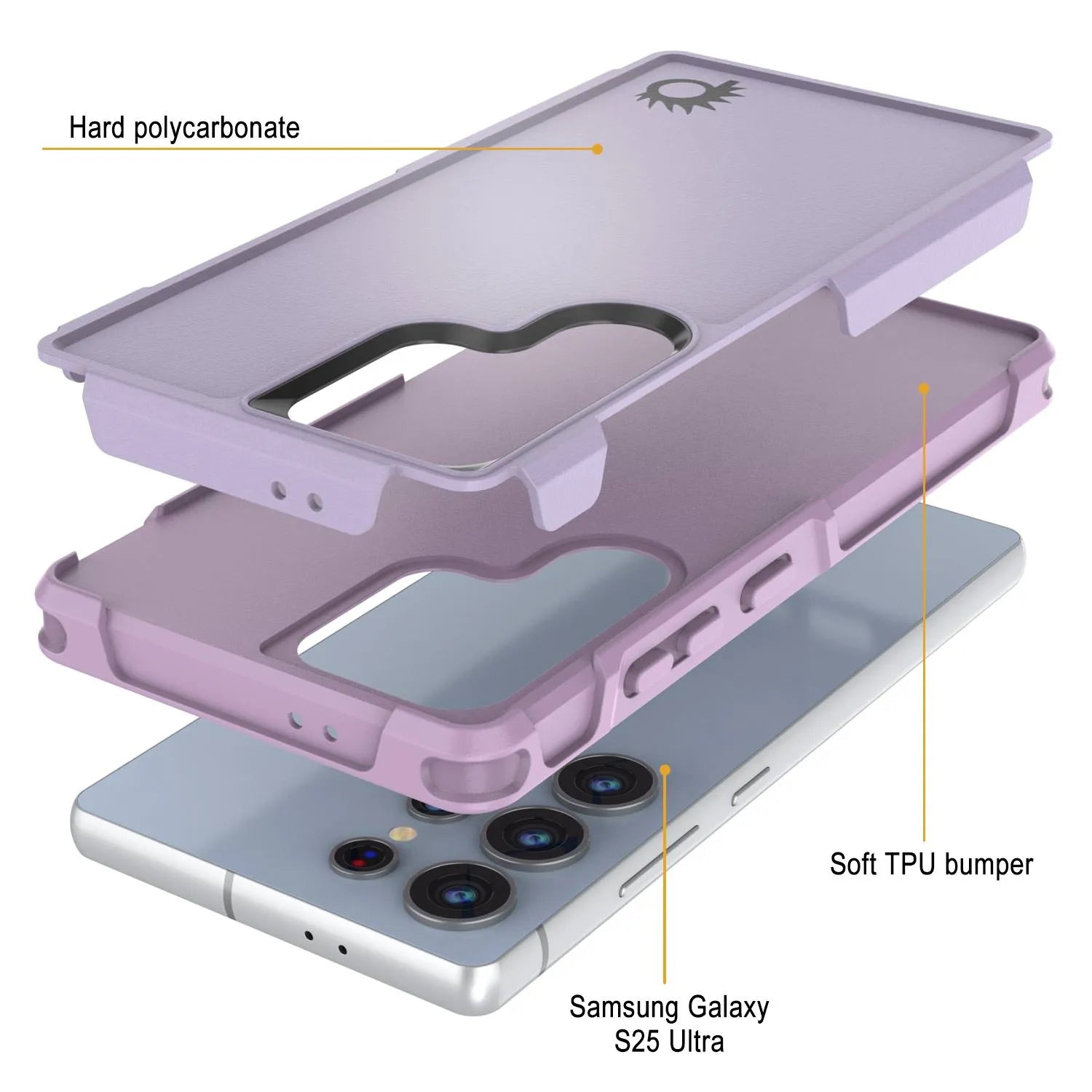 PunkCase Galaxy S25 Ultra Case, [Spartan 2.0 Series] Clear Rugged Heavy Duty Cover [Lilac]