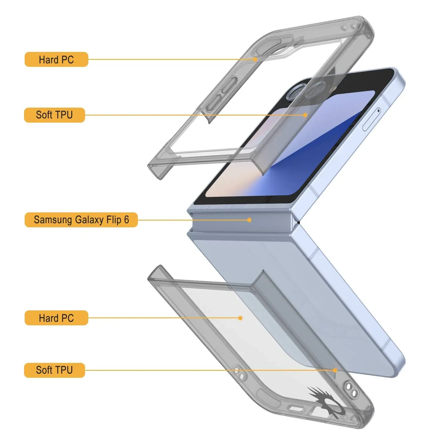 Galaxy Z Flip6 Case [Clear Acrylic Series] [Non-Slip] For Galaxy Z Flip6 [Grey]