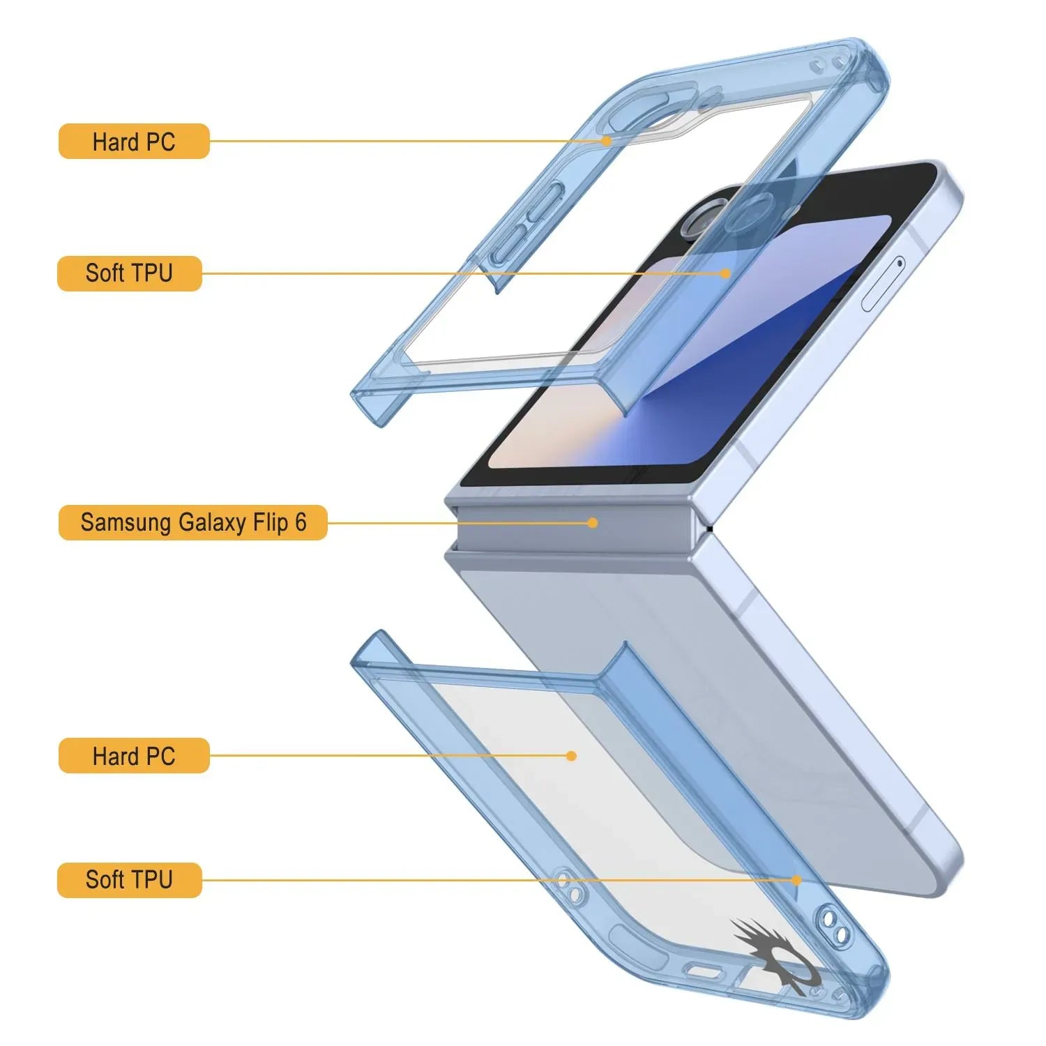 Galaxy Z Flip6 Case [Clear Acrylic Series] [Non-Slip] For Galaxy Z Flip6 [Blue]