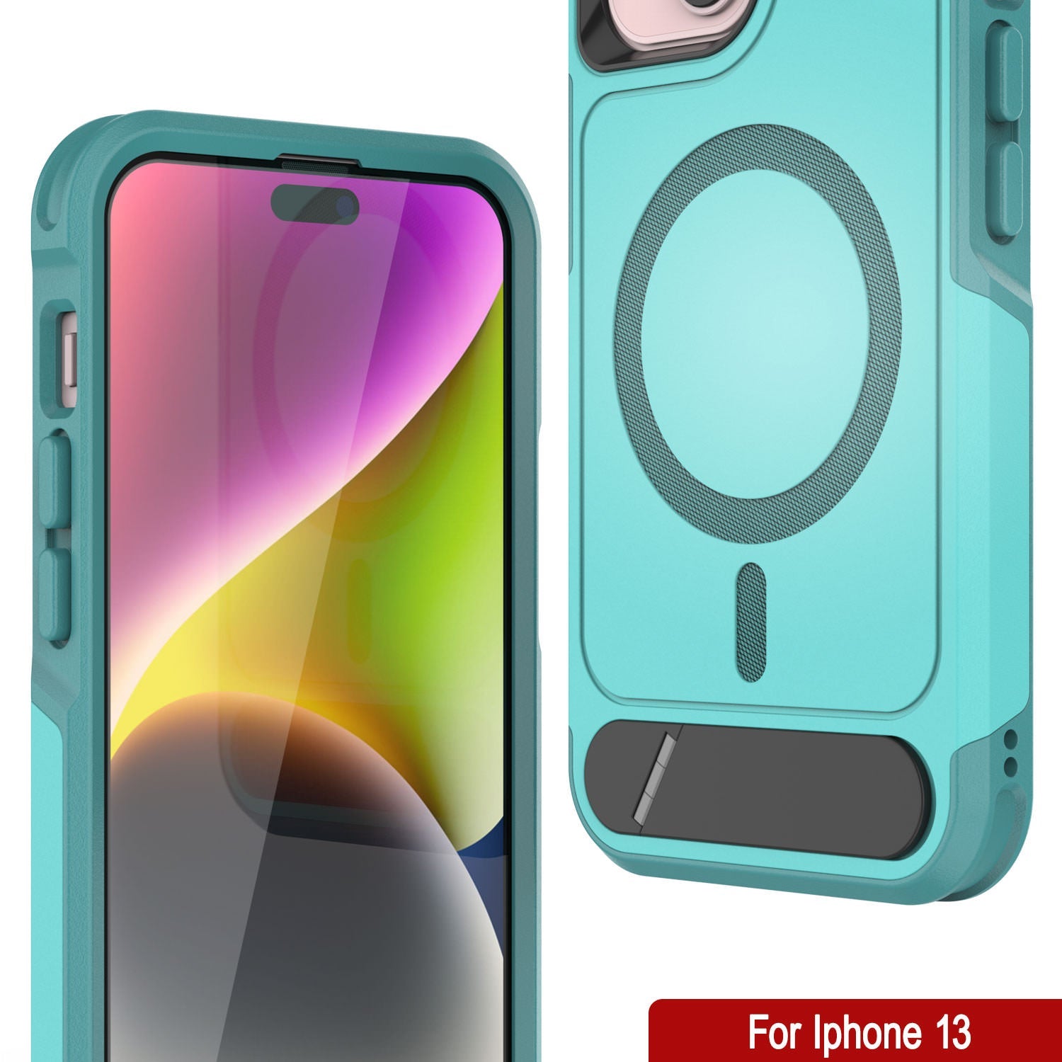 PunkCase iPhone 13 Case, [Spartan X Series] Rugged Heavy Duty Cover W/Kickstand+MagRing [Blue]