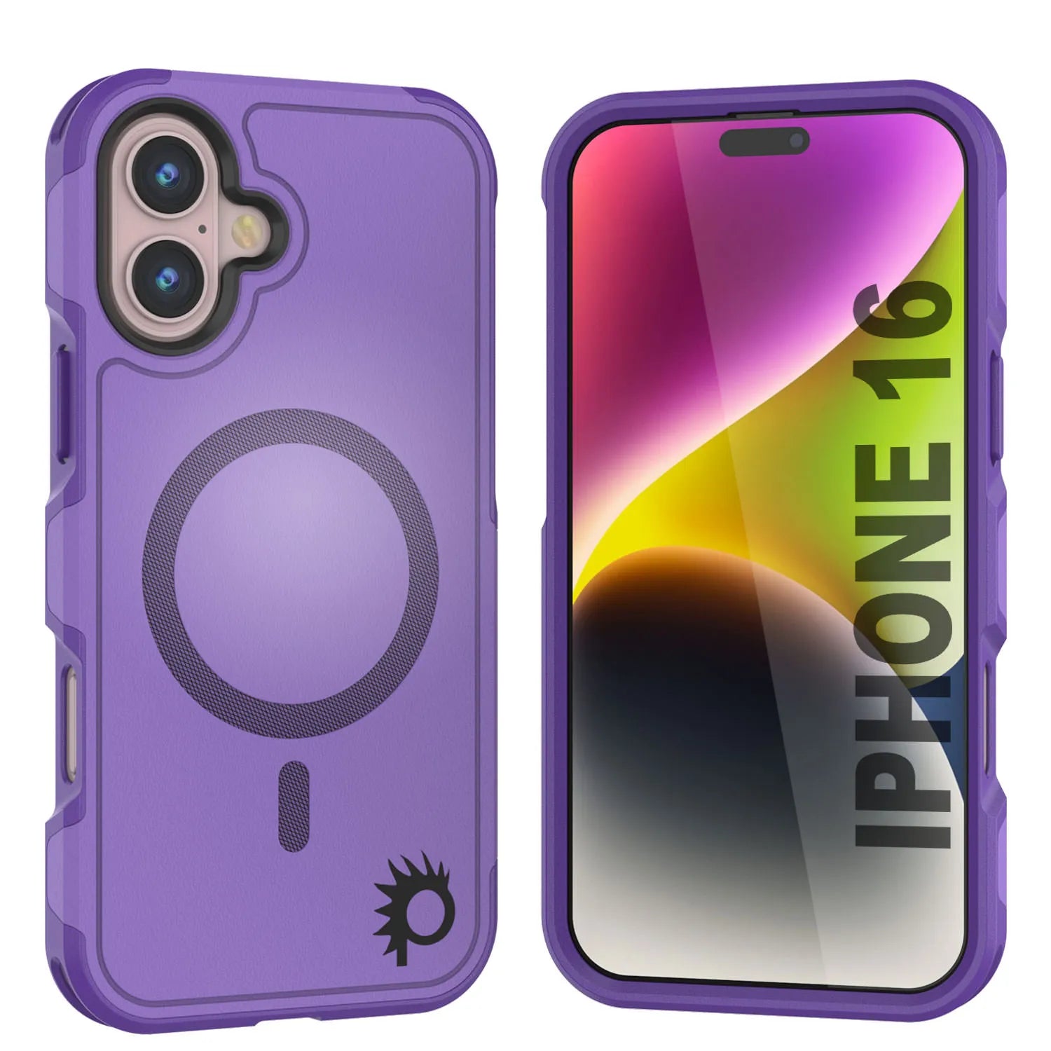 PunkCase iPhone 16 Case, [Spartan 2.0 Series] Clear Rugged Heavy Duty Cover W/Built in Screen Protector [purple]