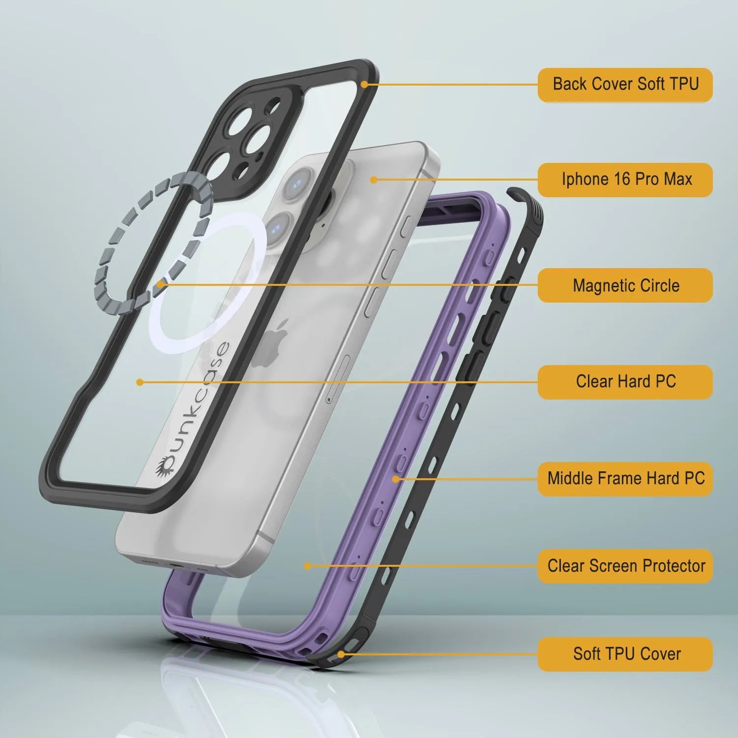 iPhone 16 Pro Max Waterproof IP68 Case, Punkcase [Lilac] [StudStar Series] [Slim Fit] [Dirtproof]