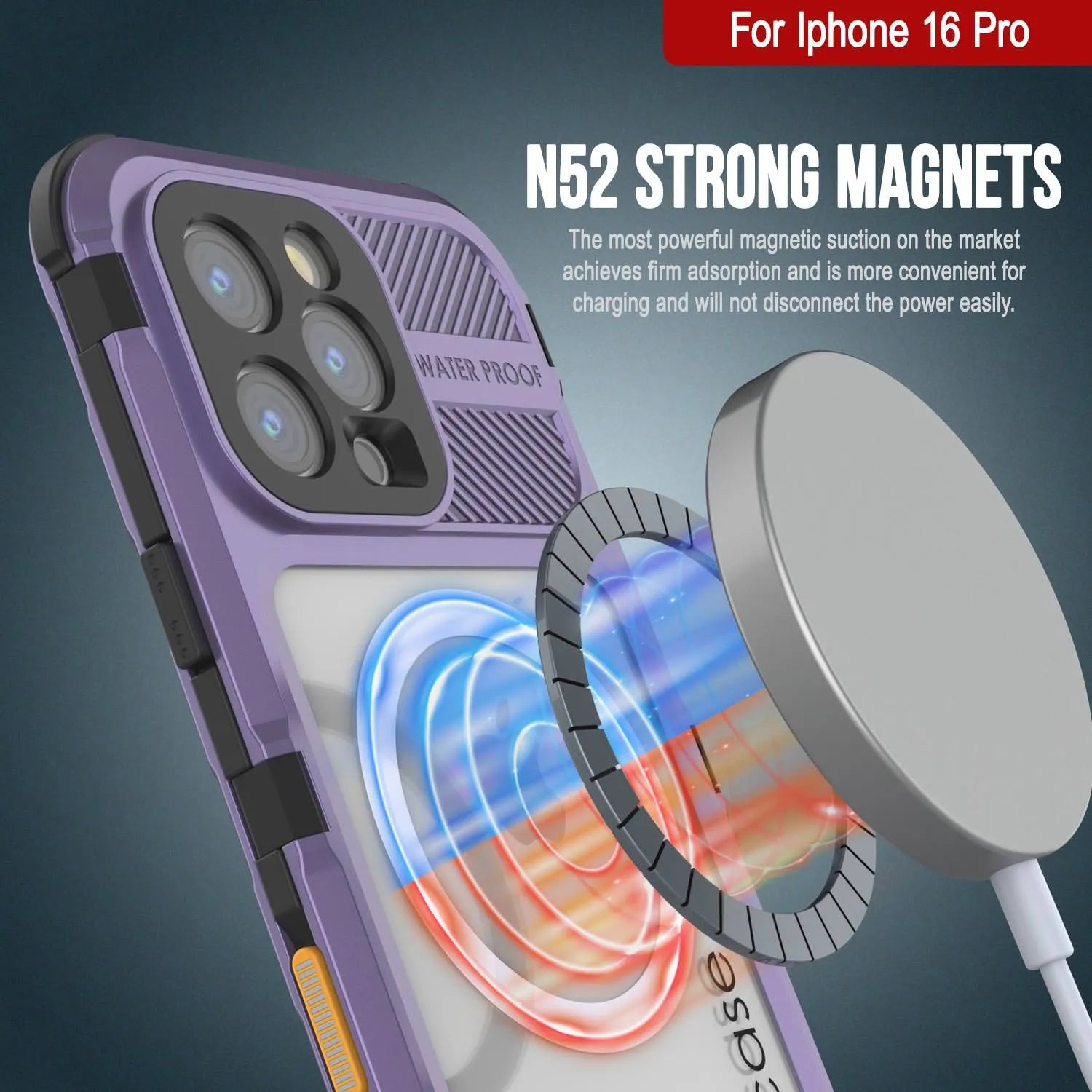iPhone 16 Pro Metal Extreme 2.0 Series Aluminum Waterproof Case IP68 W/Buillt in Screen Protector [Purple]