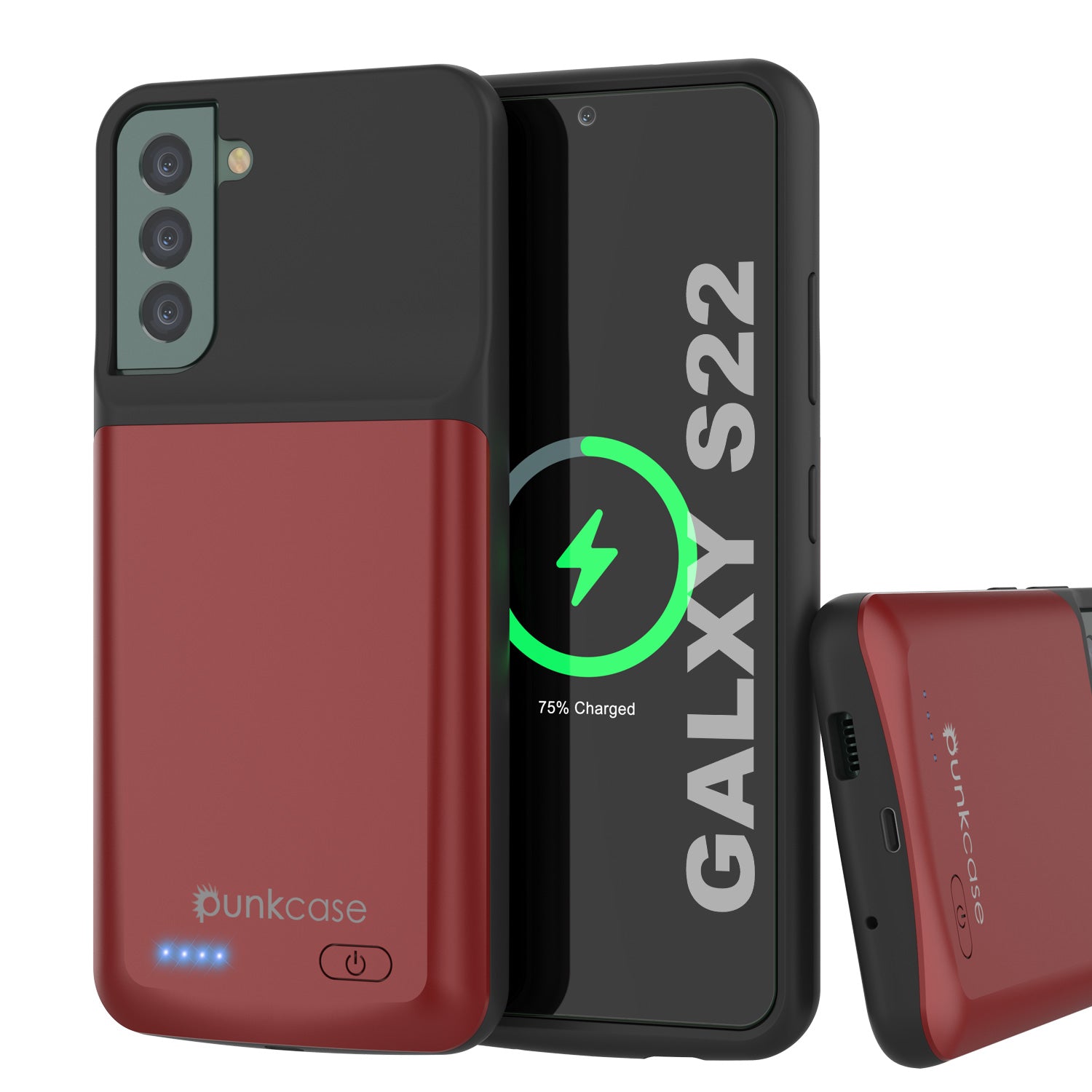 PunkJuice S22 Battery Case Red - Portable Charging Power Juice Bank with 4700mAh