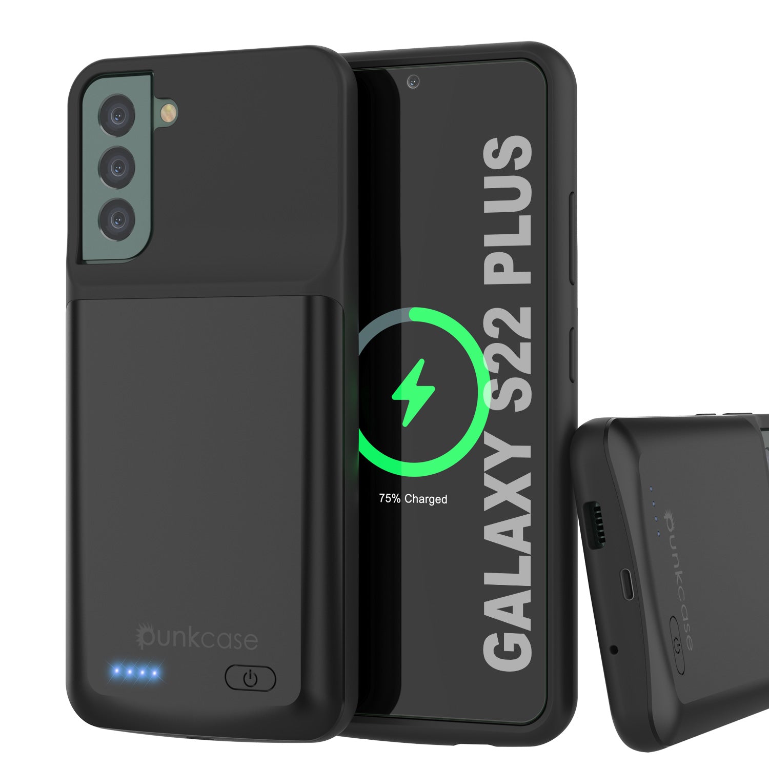 PunkJuice S22+ Plus Battery Case Black - Portable Charging Power Juice Bank with 4800mAh