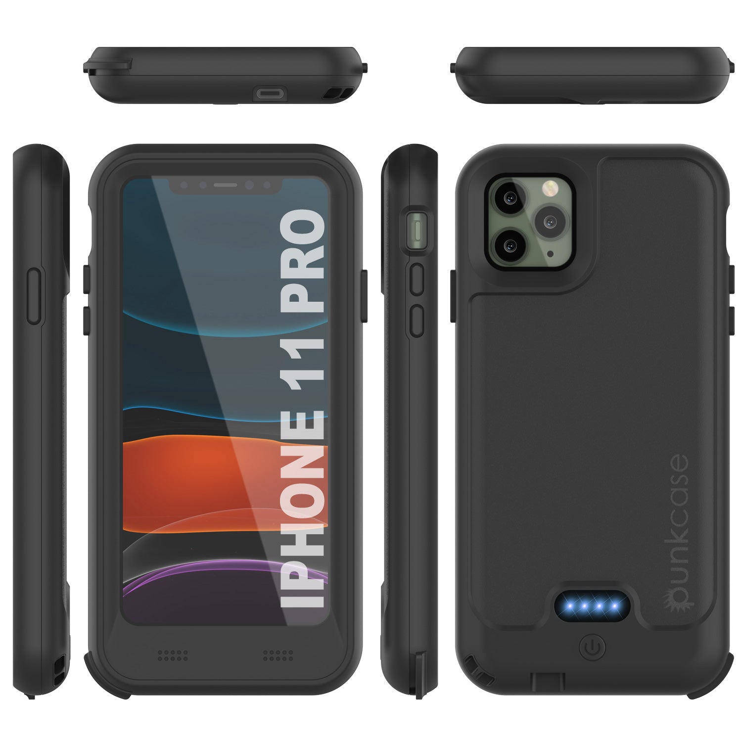 PunkJuice iPhone 11 Pro Battery Case | Waterproof Slim 3600mAh [Black]