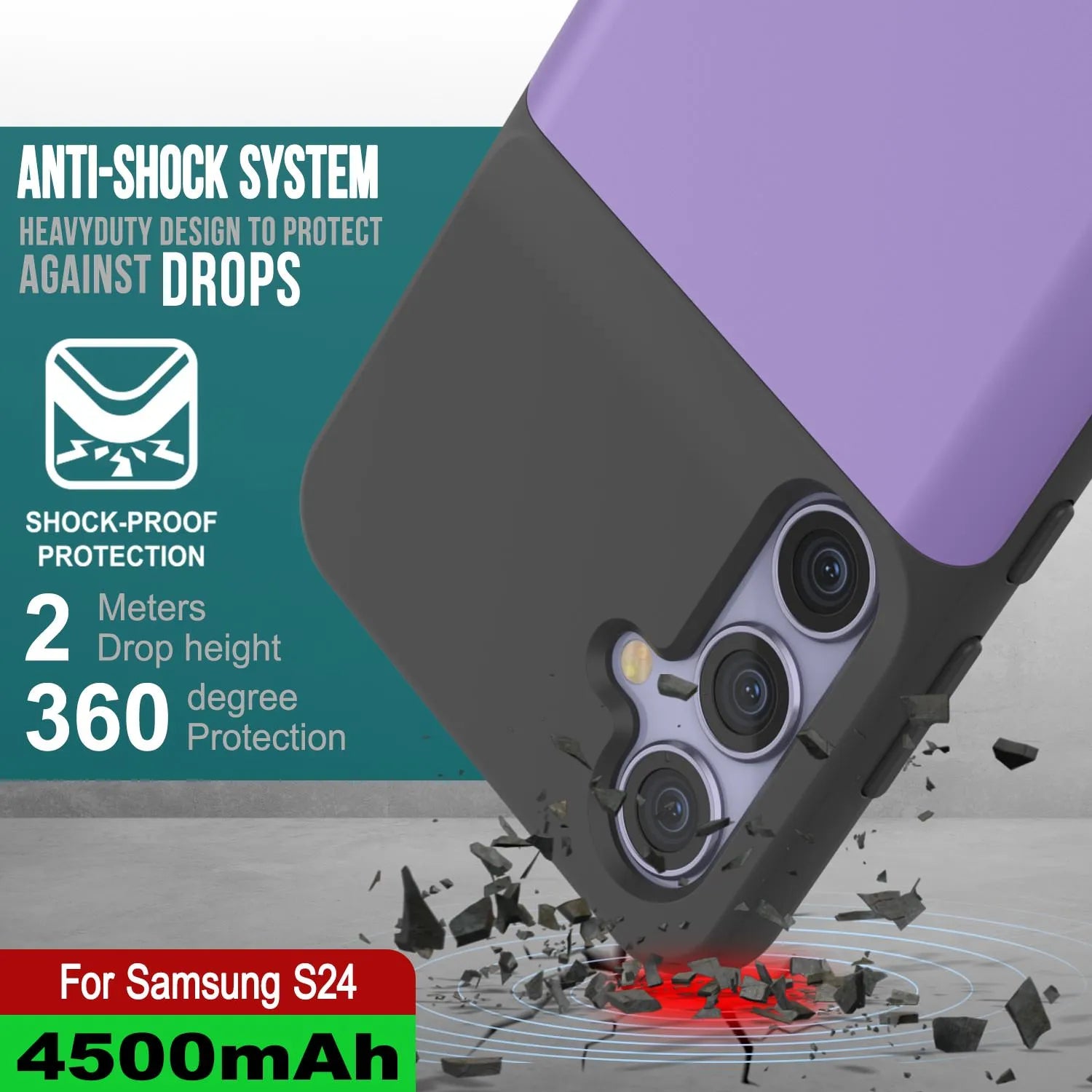 PunkJuice S24 Battery Case Purple - Portable Charging Power Juice Bank with 4500mAh