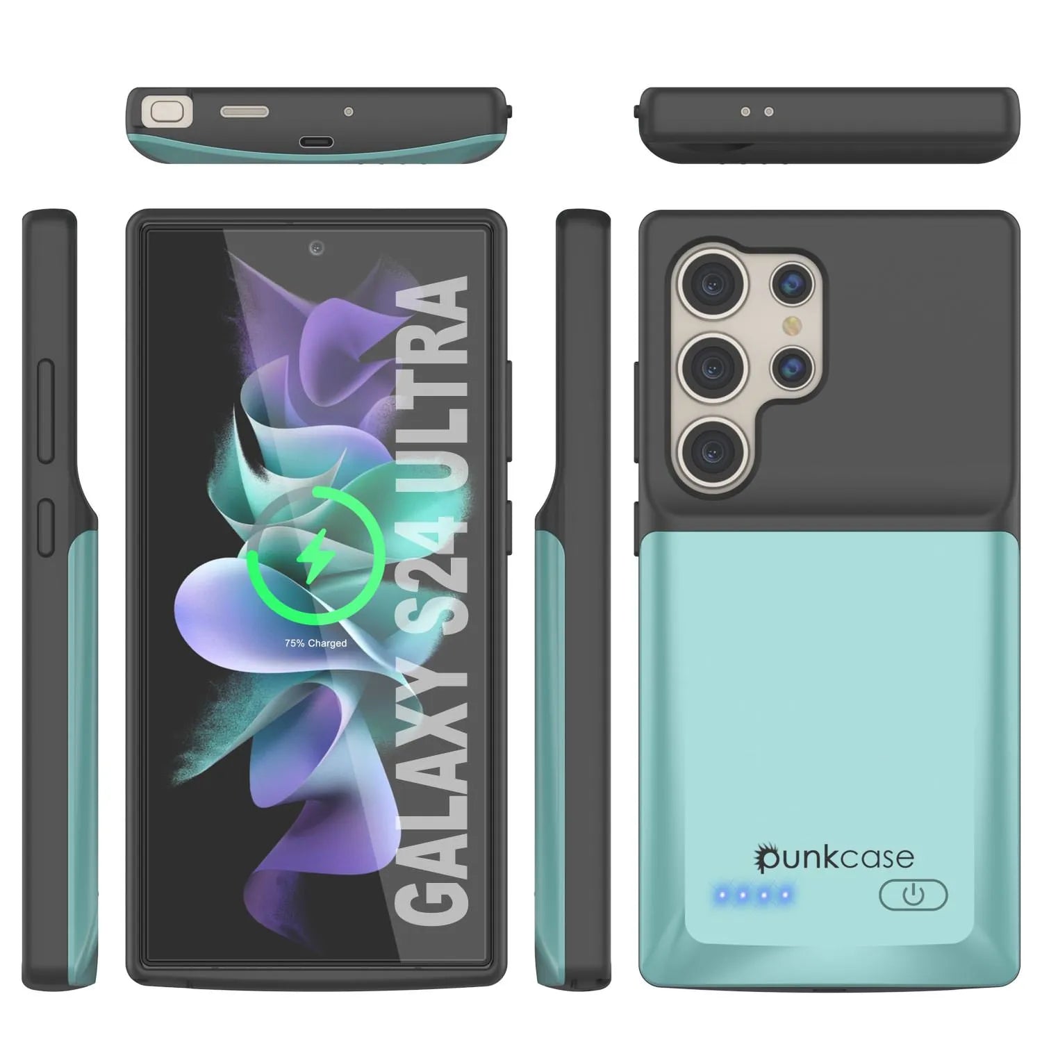 PunkJuice S24 Ultra Battery Case Teal - Portable Charging Power Juice Bank with 4500mAh