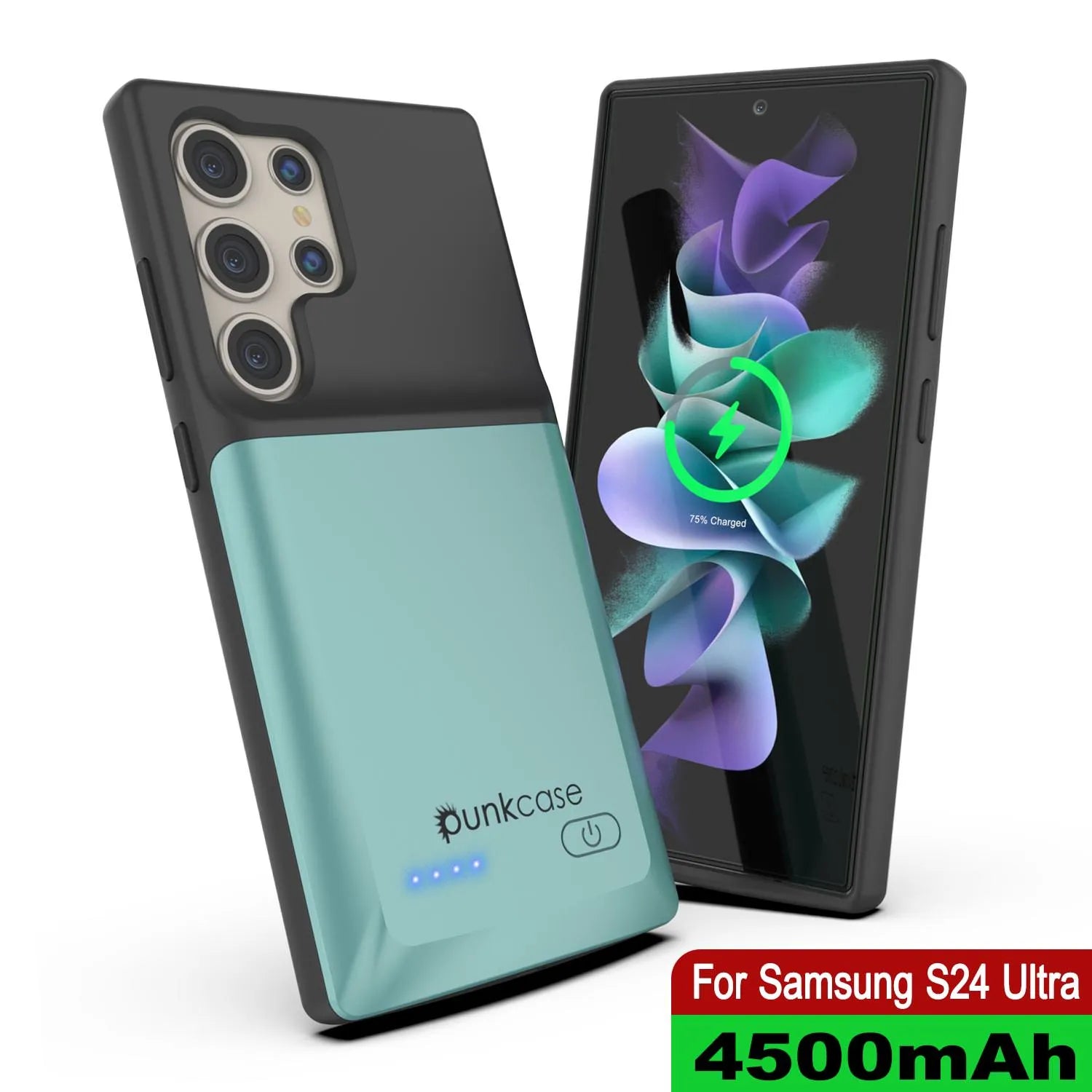 PunkJuice S24 Ultra Battery Case Teal - Portable Charging Power Juice Bank with 4500mAh