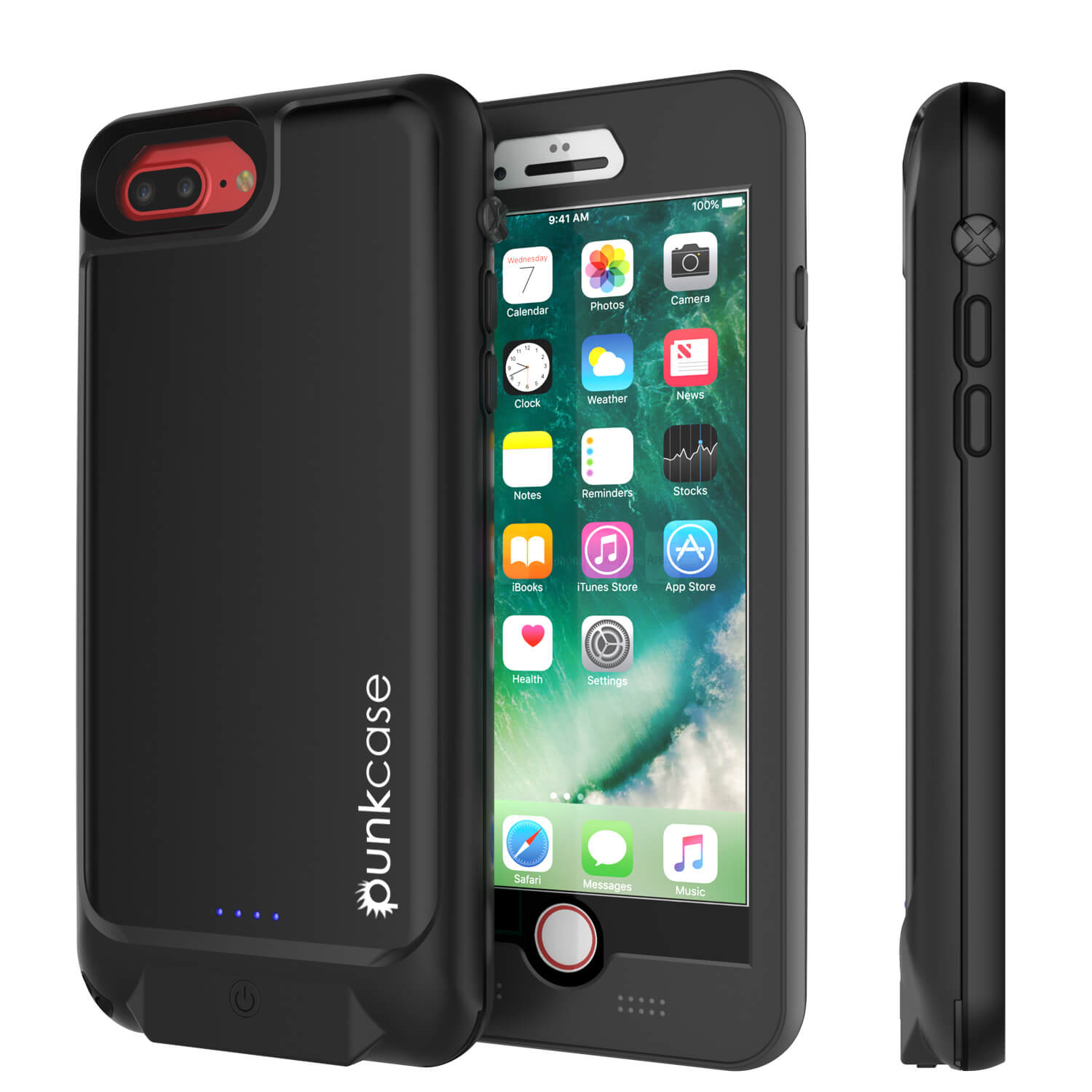 PunkJuice iPhone 7+Plus Battery Case Black - Waterproof Slim Power Juice Bank with 4300mAh