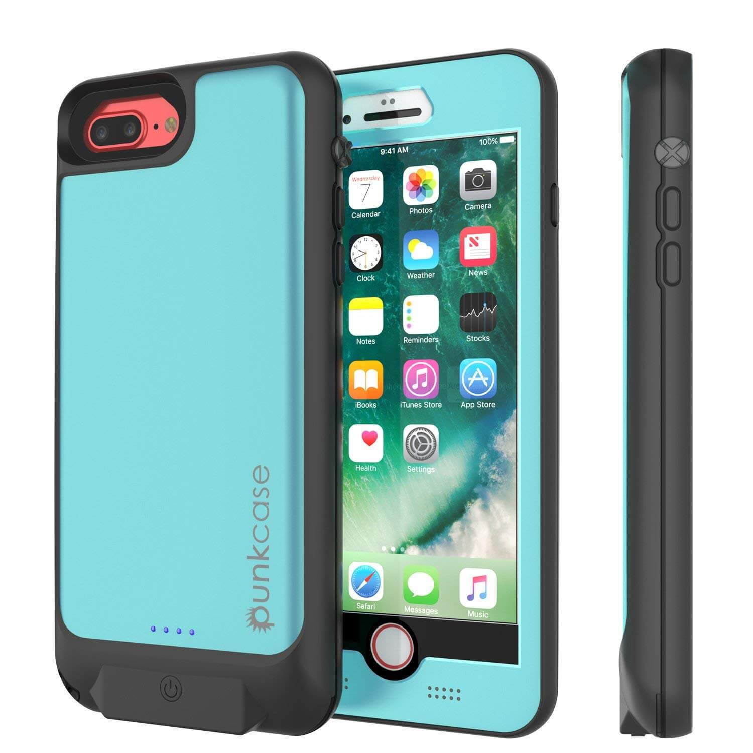 PunkJuice iPhone 7+Plus Battery Case Teal - Waterproof Slim Power Juice Bank with 4300mAh