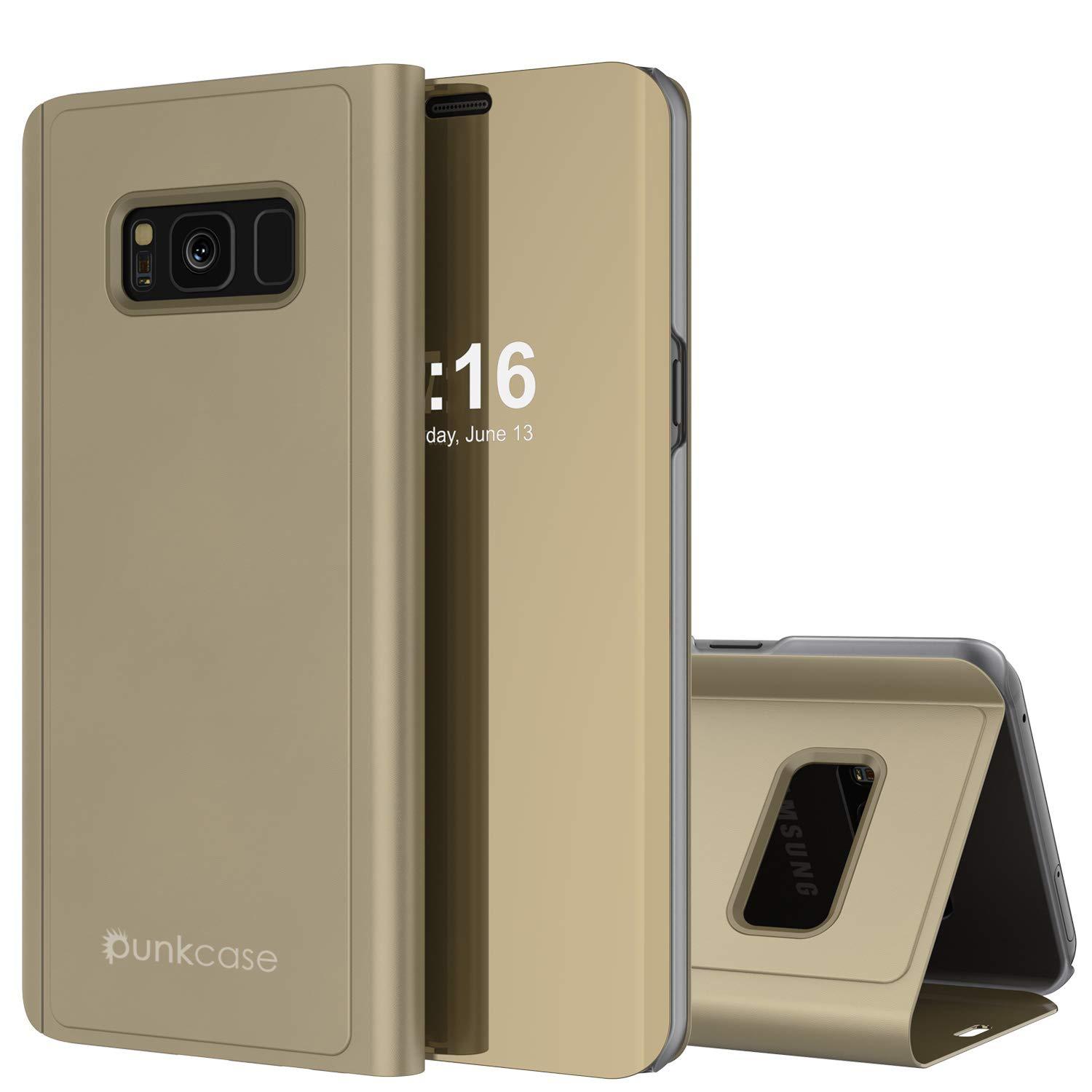 Punkcase S8  Reflector Case Protective Flip Cover [Gold]