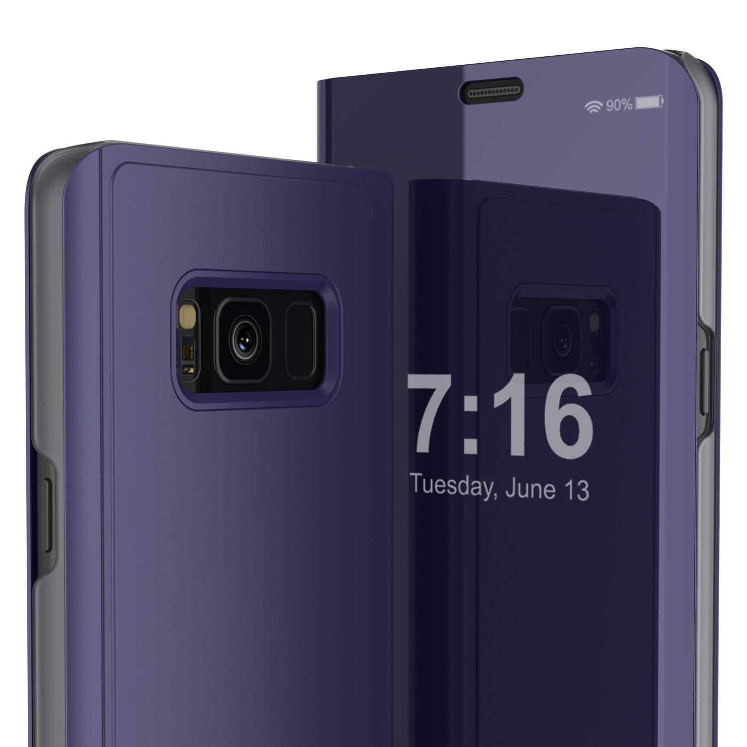 Punkcase S8  Reflector Case Protective Flip Cover [Purple]