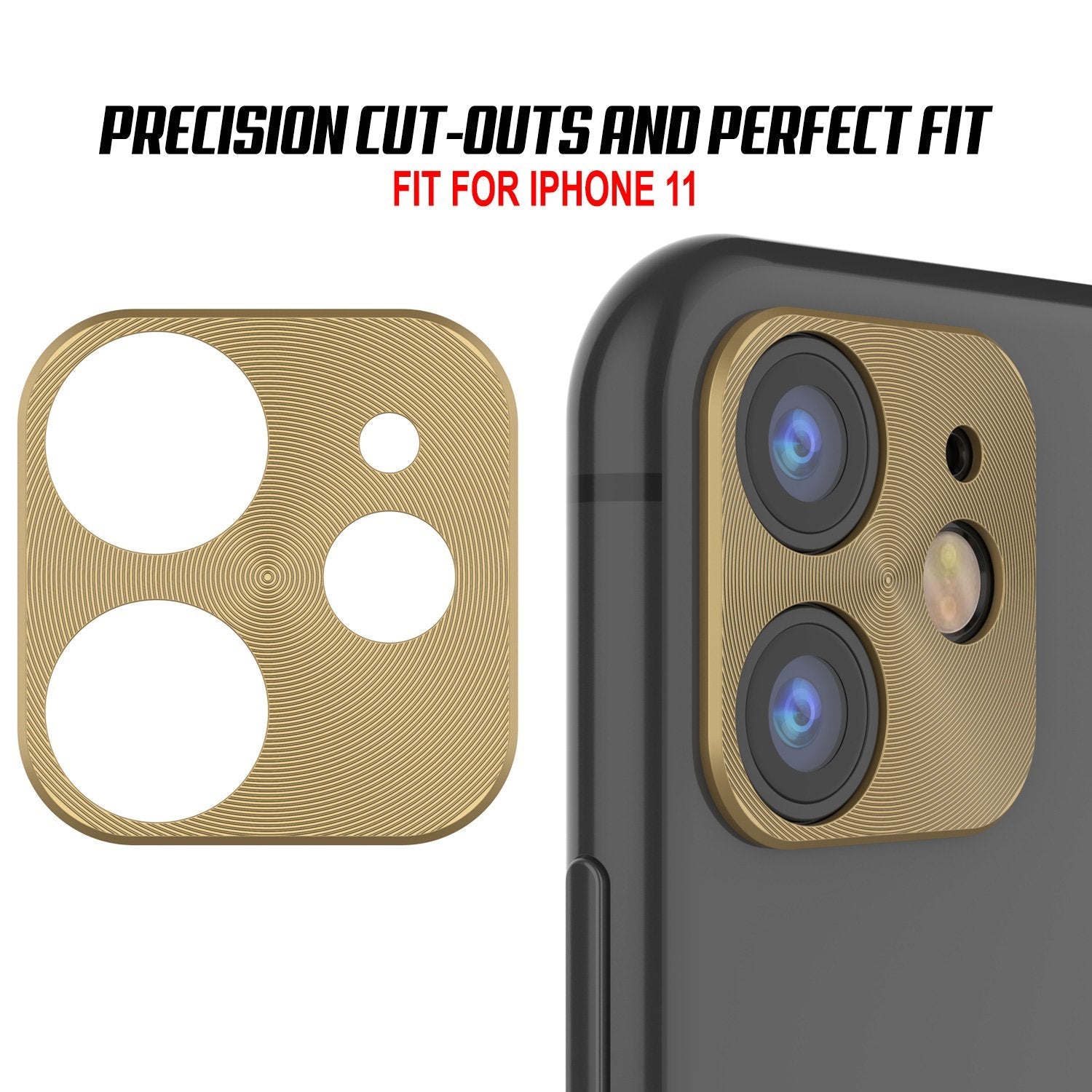 Punkcase iPhone 11 Camera Protector Ring [Gold] (Color in image: Red)