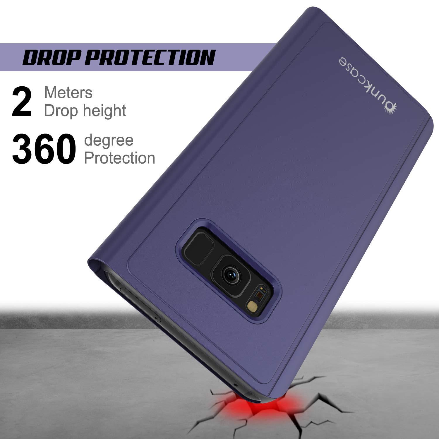 Punkcase S8  Reflector Case Protective Flip Cover [Purple]