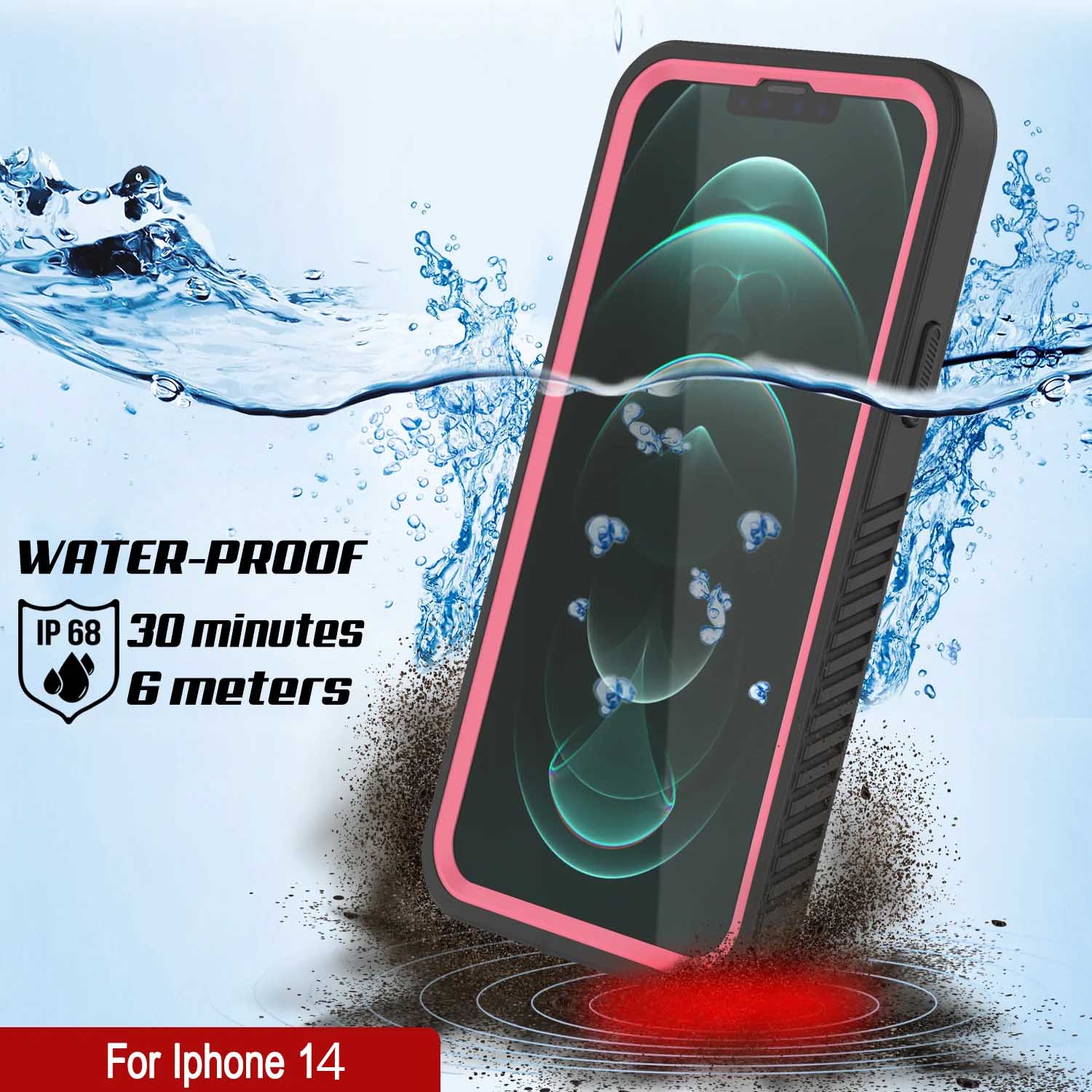 iPhone 14  Waterproof Case, Punkcase [Extreme Series] Armor Cover W/ Built In Screen Protector [Pink]