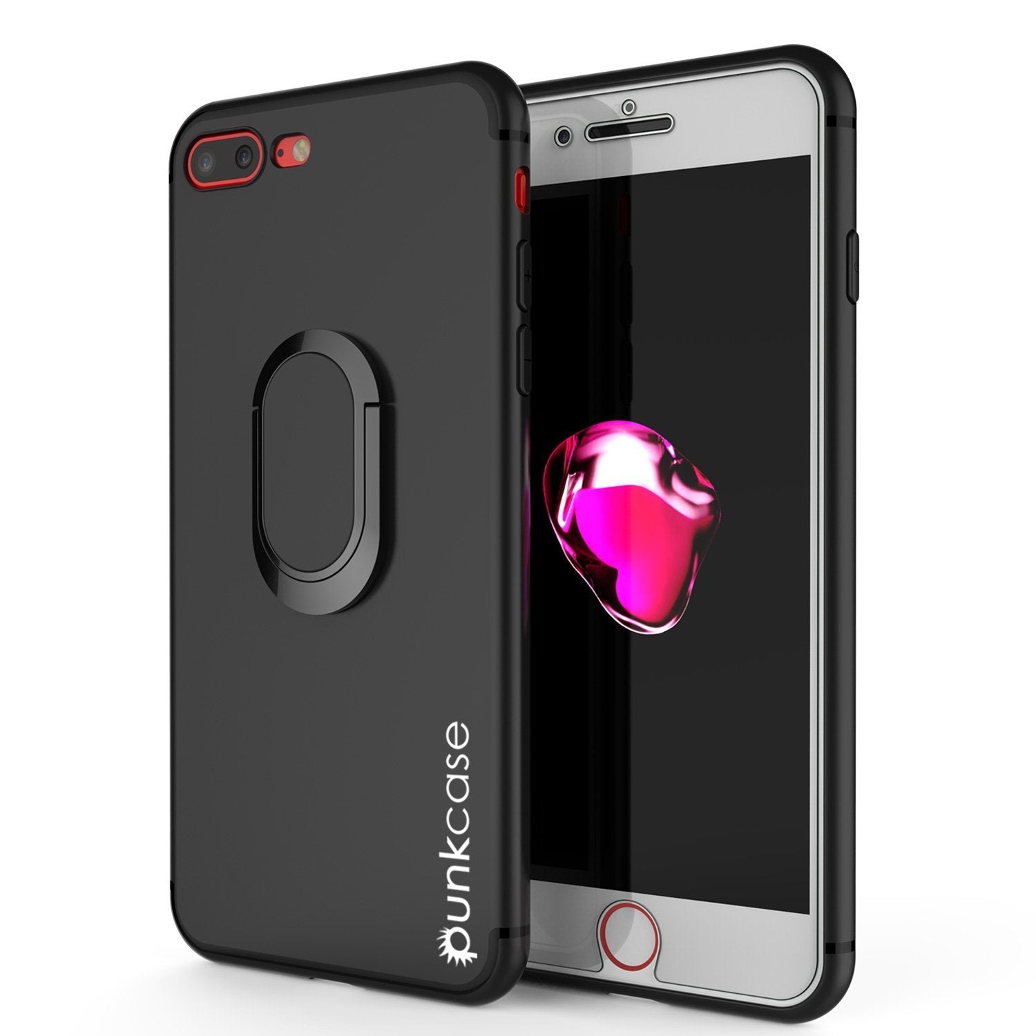 iPhone 8 PLUS Case, Punkcase Magnetix Protective TPU Cover W/ Kickstand, Tempered Glass Screen Protector [Black]