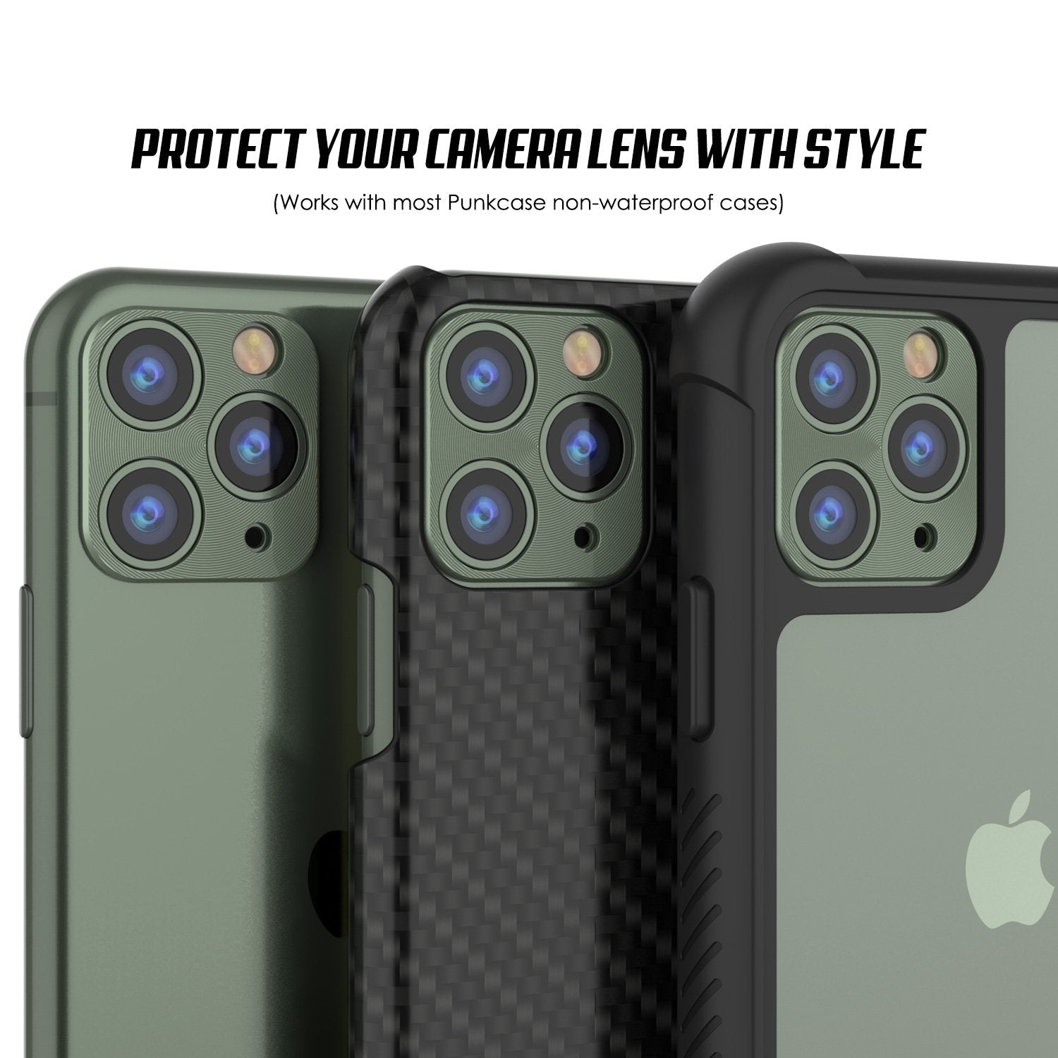 Punkcase iPhone 11 Pro Camera Protector Ring [Green] (Color in image: Silver)