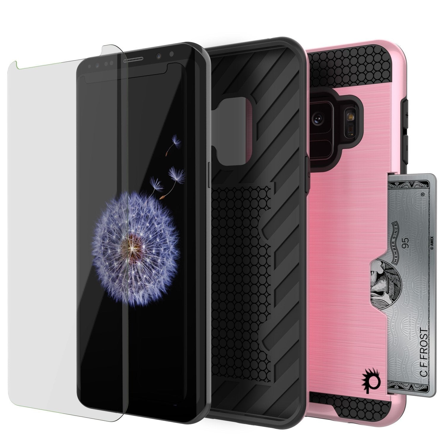 Galaxy S9 Case, PUNKcase [SLOT Series] [Slim Fit] Dual-Layer Armor Cover w/Integrated Anti-Shock System, Credit Card Slot [Pink] (Color in image: White)