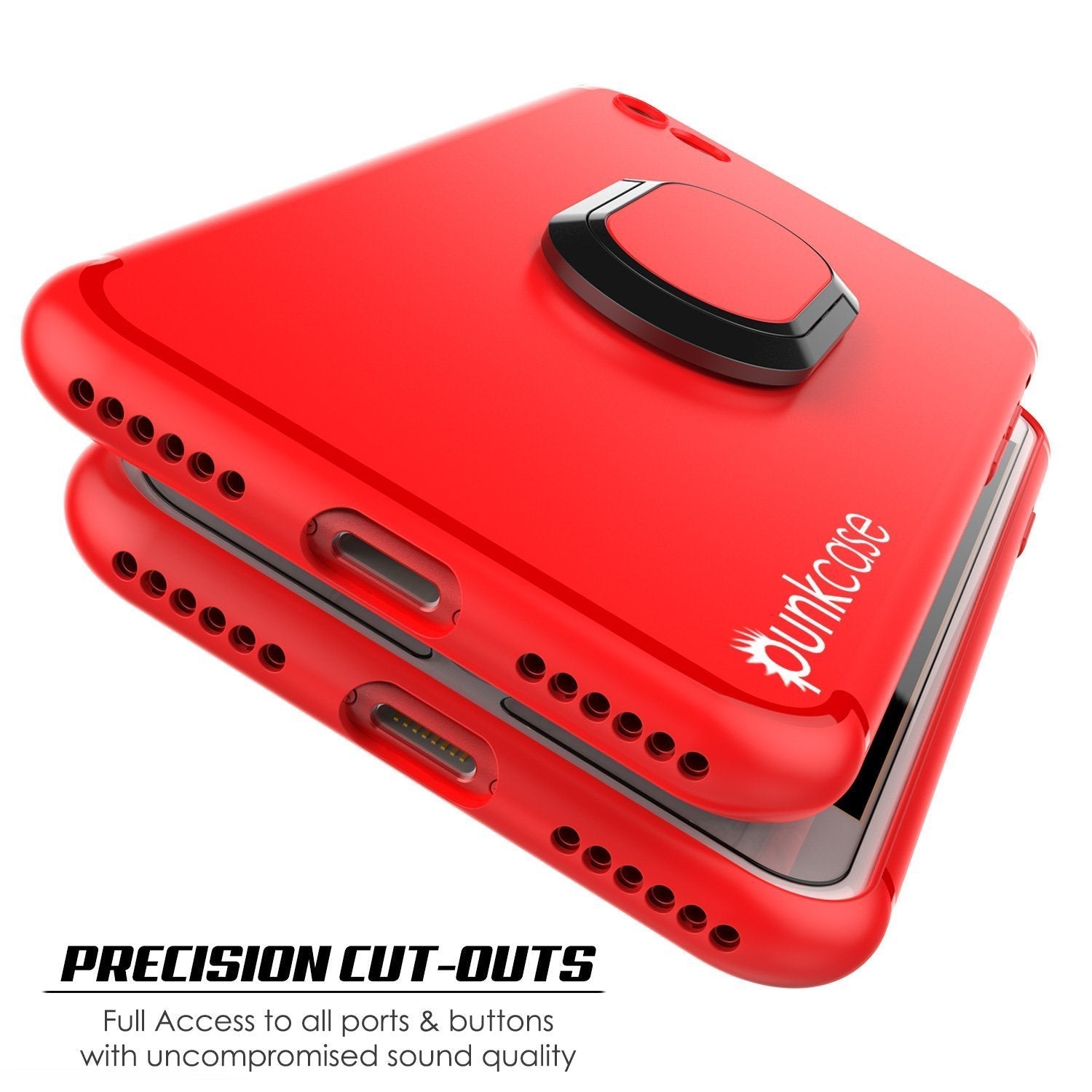 iPhone 8 Case, Punkcase Magnetix Protective TPU Cover W/ Kickstand, Tempered Glass Screen Protector [Red] 