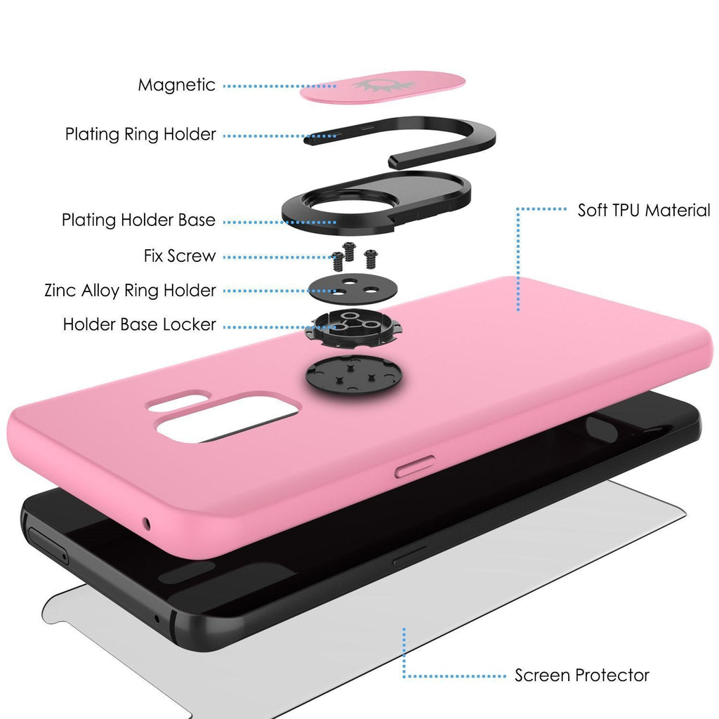 Galaxy S10+ Plus, Punkcase Magnetix Protective TPU Cover W/ Kickstand, Sceen Protector[Pink] (Color in image: black)