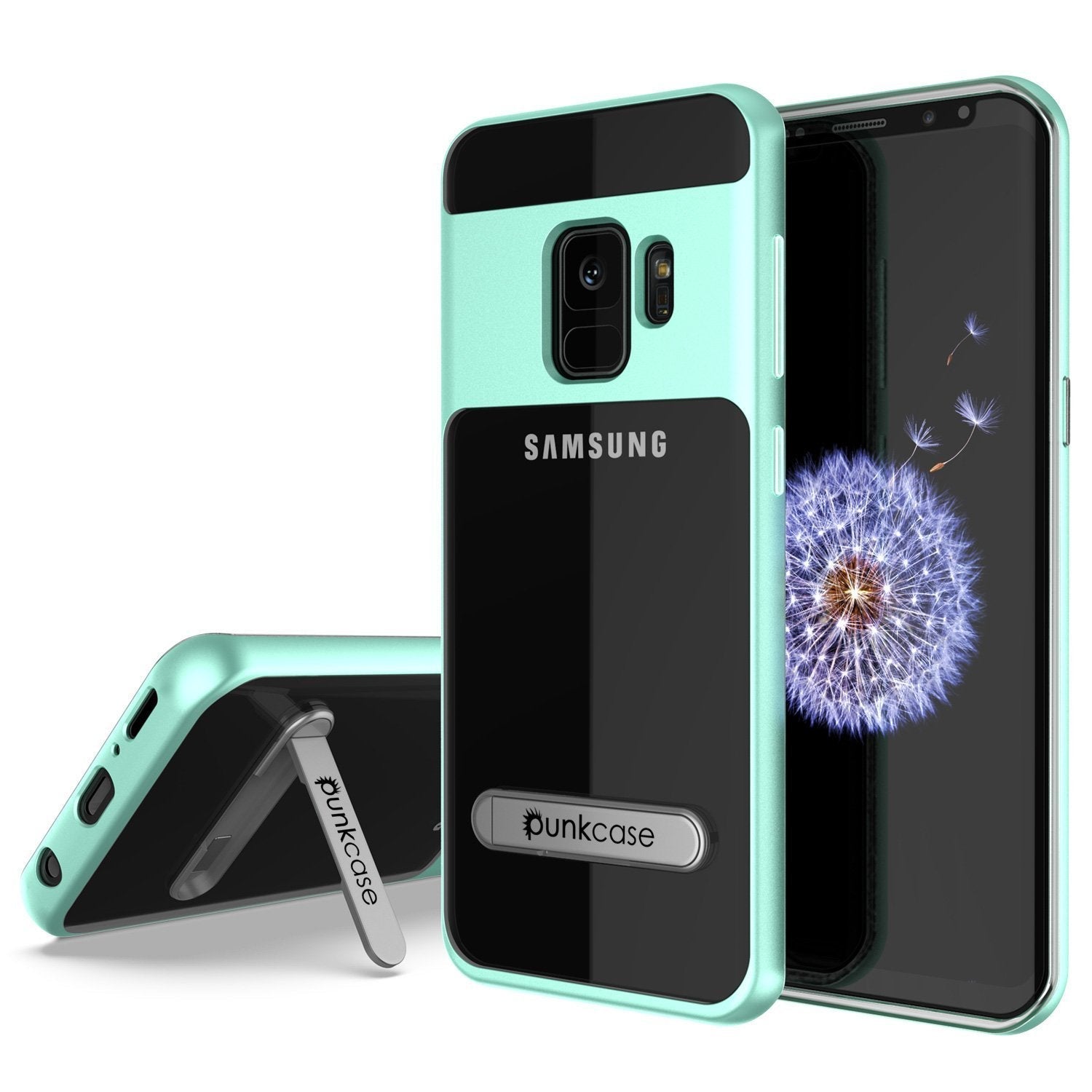 Galaxy S9 Case, PUNKcase [LUCID 3.0 Series] [Slim Fit] [Clear Back] Armor Cover w/ Integrated Kickstand, Anti-Shock System & PUNKSHIELD Screen Protector for Samsung Galaxy S9 [Teal]