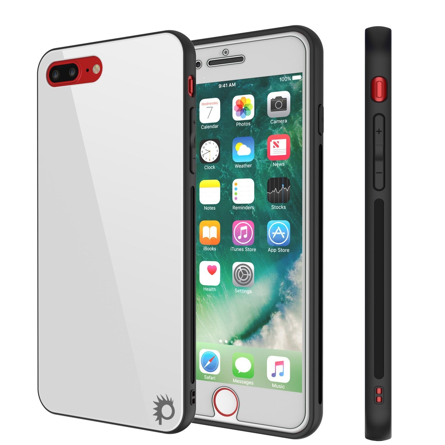 iPhone 8 PLUS Case, Punkcase GlassShield Ultra Thin Protective 9H Full Body Tempered Glass Cover W/ Drop Protection & Non Slip Grip for Apple iPhone 7 PLUS / Apple iPhone 8 PLUS (White)