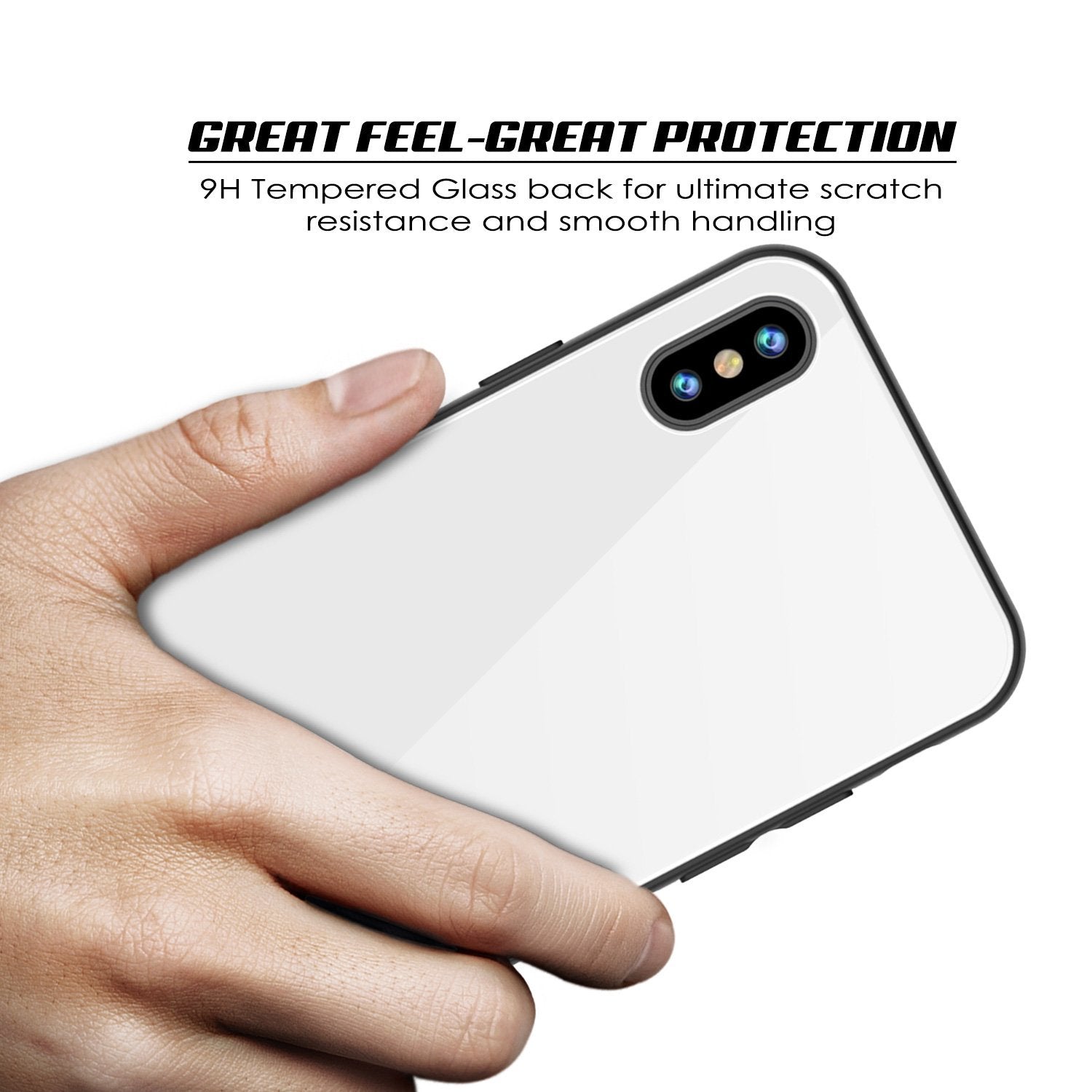 iPhone 8 Case, Punkcase GlassShield Ultra Thin Protective 9H Full Body Tempered Glass Cover W/ Drop Protection & Non Slip Grip for Apple iPhone 7 / Apple iPhone 8 (White) (Color in image: Black)