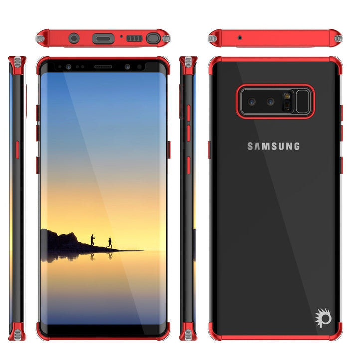 Note 8 Case, Punkcase [BLAZE SERIES] Protective Cover W/ PunkShield Screen Protector [Shockproof] [Slim Fit] for Samsung Galaxy Note 8 [Red] (Color in image: Silver)