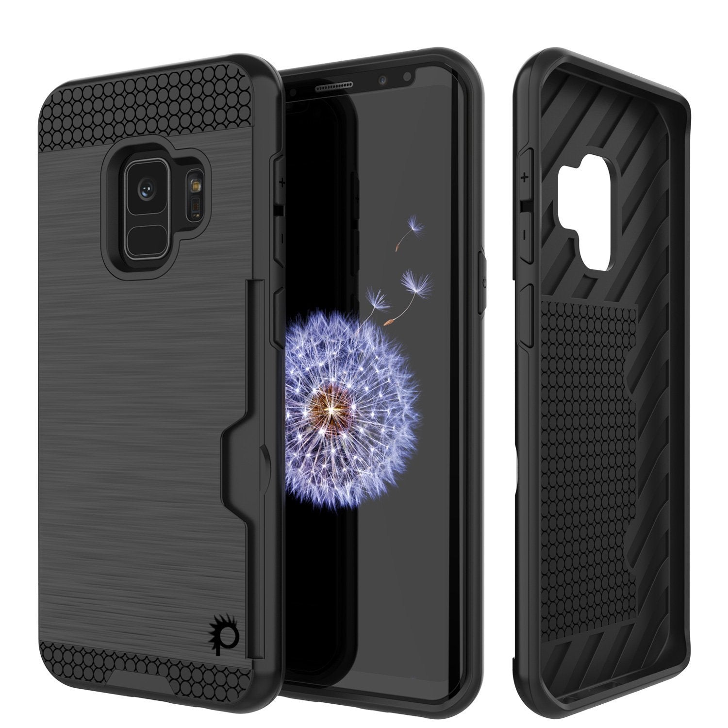 Galaxy S9 Case, PUNKcase [SLOT Series] [Slim Fit] Dual-Layer Armor Cover w/Integrated Anti-Shock System, Credit Card Slot [Black]