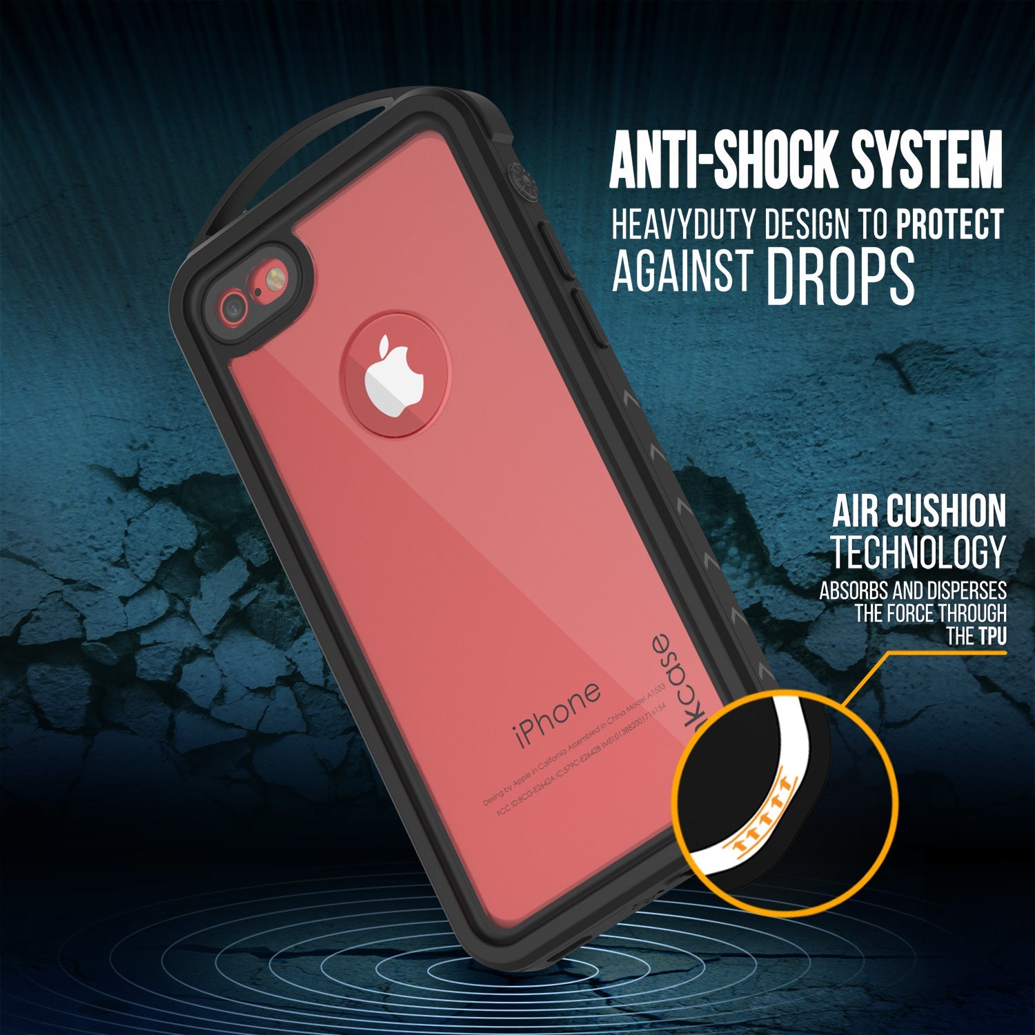 iPhone 7 Waterproof Case, Punkcase ALPINE Series, CLEAR | Heavy Duty Armor Cover (Color in image: teal)