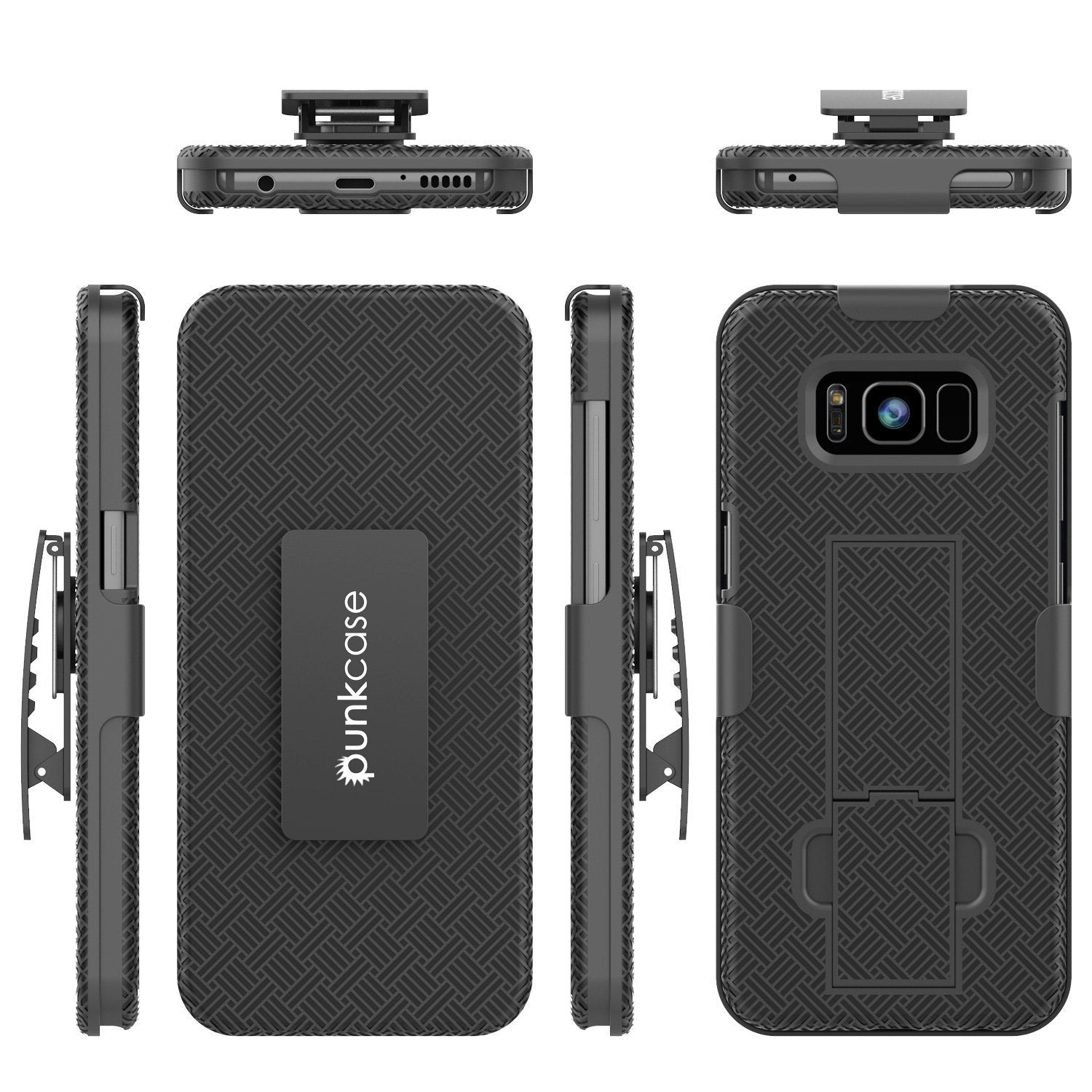 Punkcase Galaxy S8 Case, With PunkShield Glass Screen Protector, Holster Belt Clip