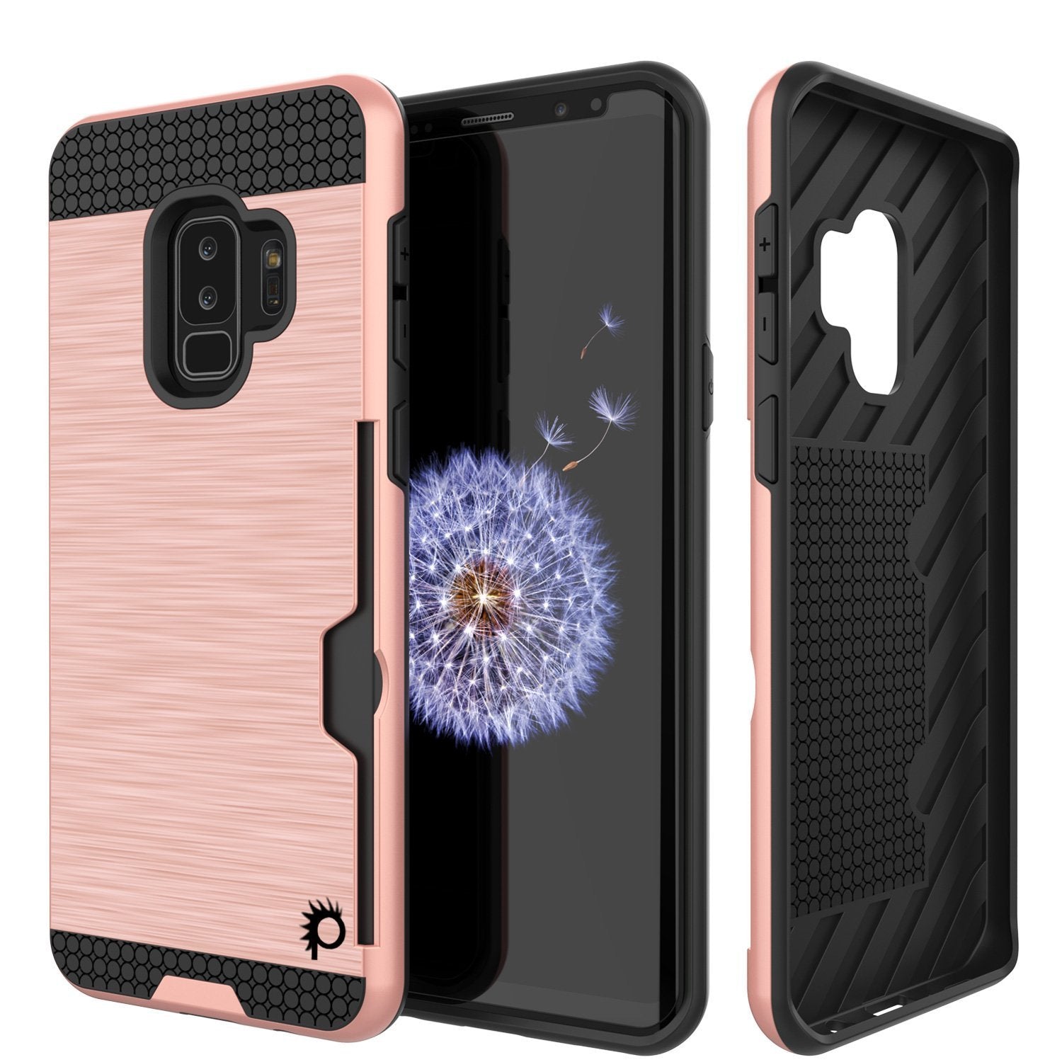 Galaxy S9 Plus Case, PUNKcase [SLOT Series] [Slim Fit] Dual-Layer Armor Cover w/Integrated Anti-Shock System, Credit Card Slot  [Rose Gold]