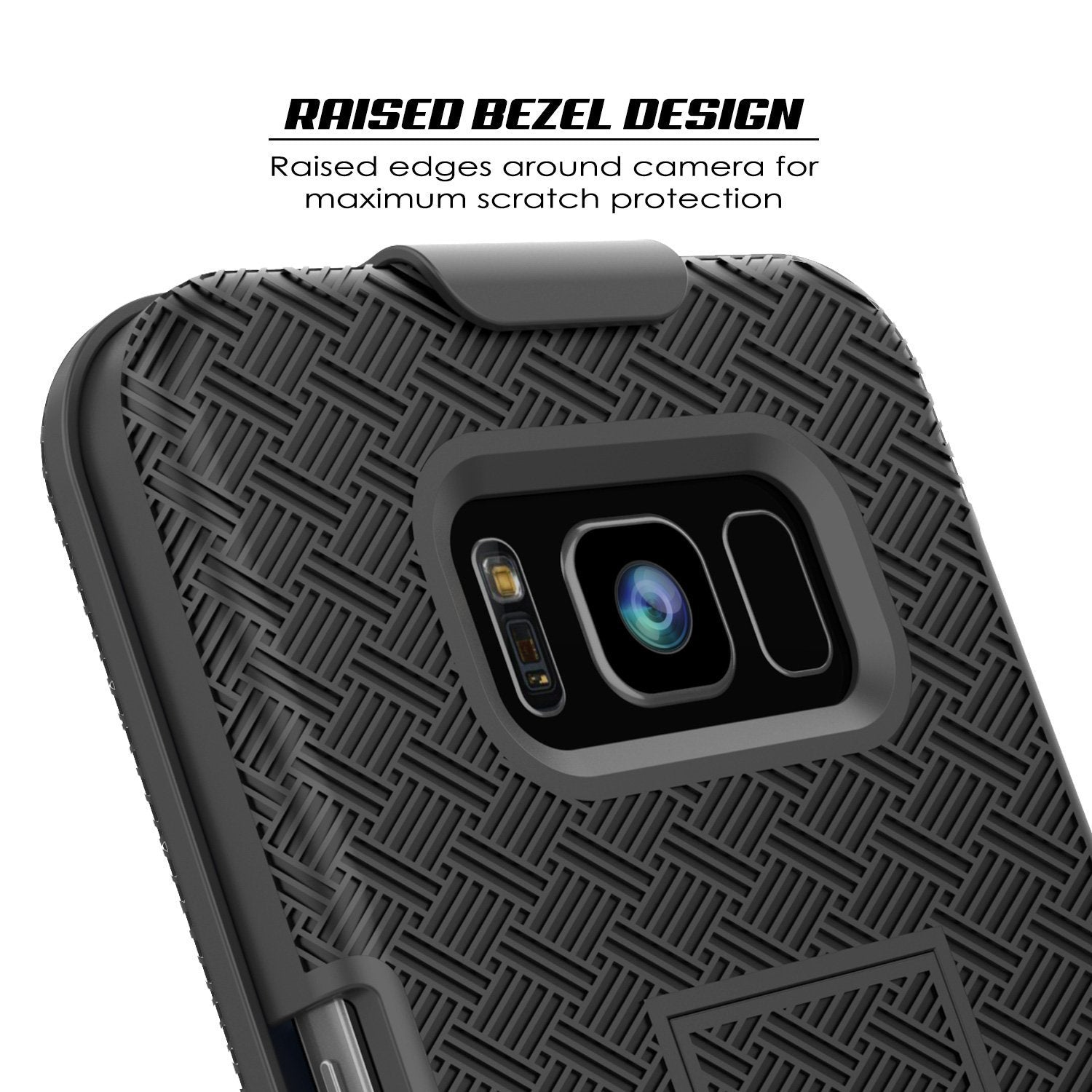 Punkcase Galaxy S8+ Plus Case, With PunkShield Glass Screen Protector, Holster Belt Clip [Black]