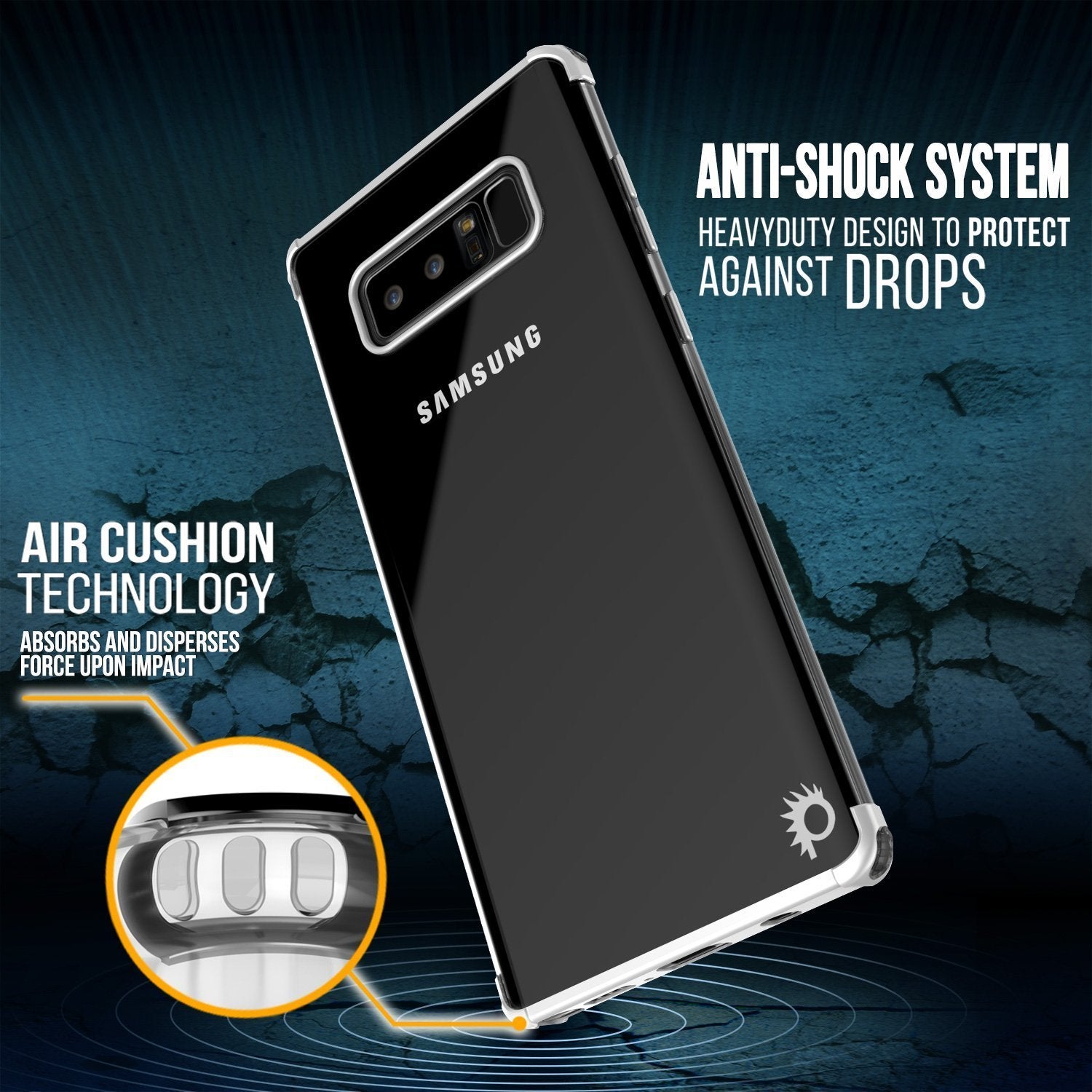 Galaxy Note 8 Anti-shockproof & Screen Protective Slim Case [Silver]