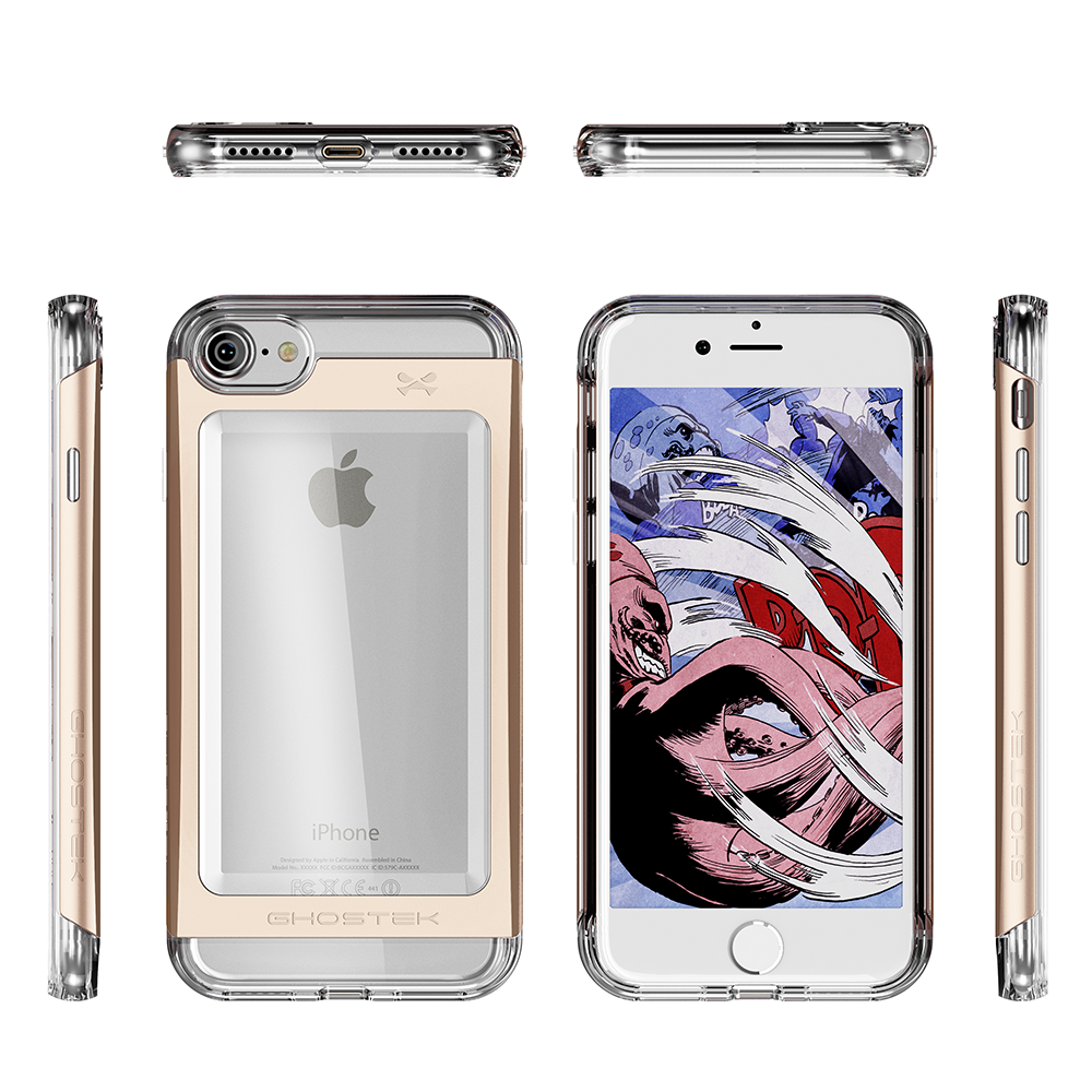 iPhone 8 Case, Ghostek® Cloak 2.0 Series for Apple iPhone 8 Slim Protective Armor Case Cover | Explosion-Proof Screen Protector | Aluminum Frame | TPU Shell | Warranty | Ultra Fit (Gold) (Color in image: Black)