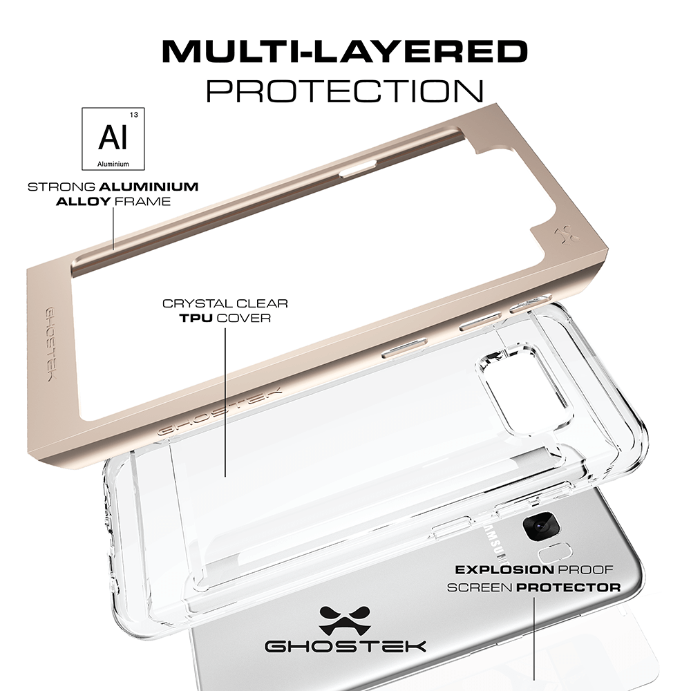 MULTI-LAYERED PROTECTION STRONG ALUMINIUM ALLOY FRAME CRYSTAL CLEAR TPU COVER SSiLS055 EXPLOSION PROOF SCREEN PROTECTOR y (Color in image: Pink)