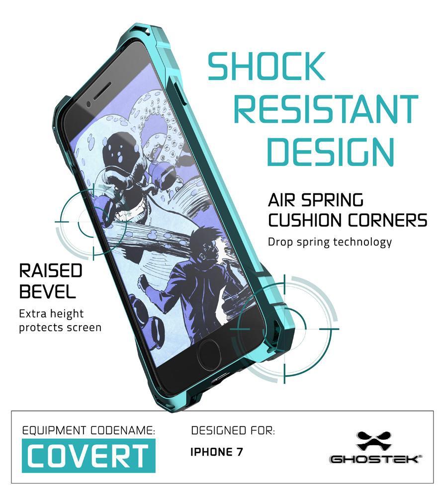 iPhone 8 Case, Ghostek® Covert Teal, Premium Impact Protective Armor | Lifetime Warranty Exchange (Color in image: peach)