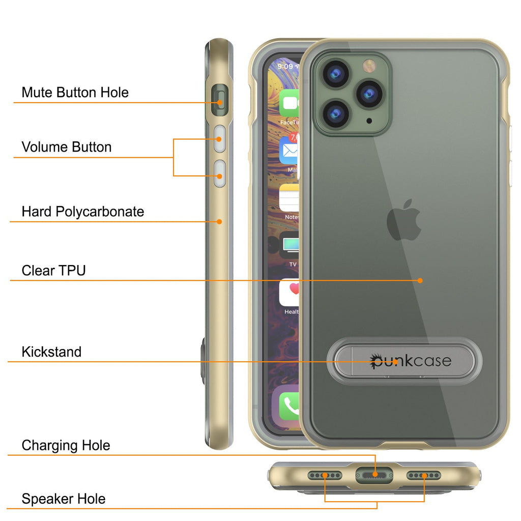 iPhone 11 Pro Max Case, PUNKcase [LUCID 3.0 Series] [Slim Fit] Armor Cover w/ Integrated Screen Protector [Gold] (Color in image: Blue)