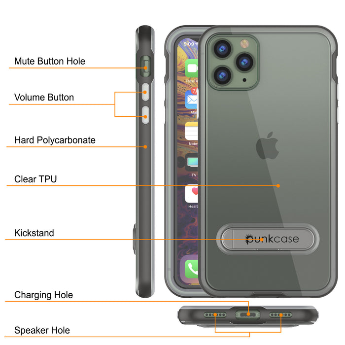 iPhone 11 Pro Case, PUNKcase [LUCID 3.0 Series] [Slim Fit] Armor Cover w/ Integrated Screen Protector [Grey]