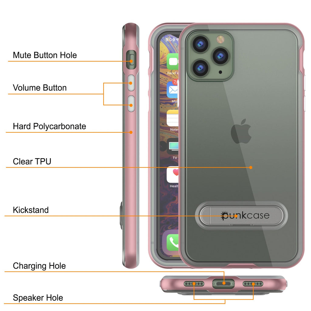 iPhone 11 Pro Case, PUNKcase [LUCID 3.0 Series] [Slim Fit] Armor Cover w/ Integrated Screen Protector [Rose Gold] (Color in image: Blue)
