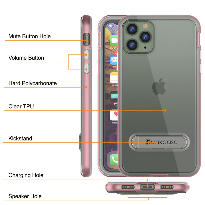 iPhone 11 Pro Case, PUNKcase [LUCID 3.0 Series] [Slim Fit] Armor Cover w/ Integrated Screen Protector [Rose Gold] (Color in image: Blue)